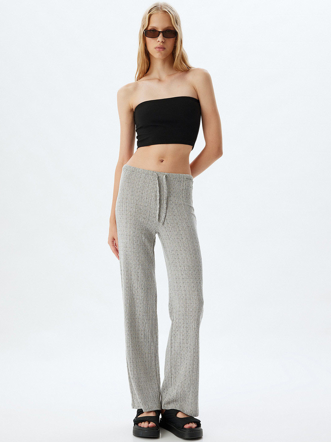 Koton Women Mid-Rise High-Rise Regular Trousers