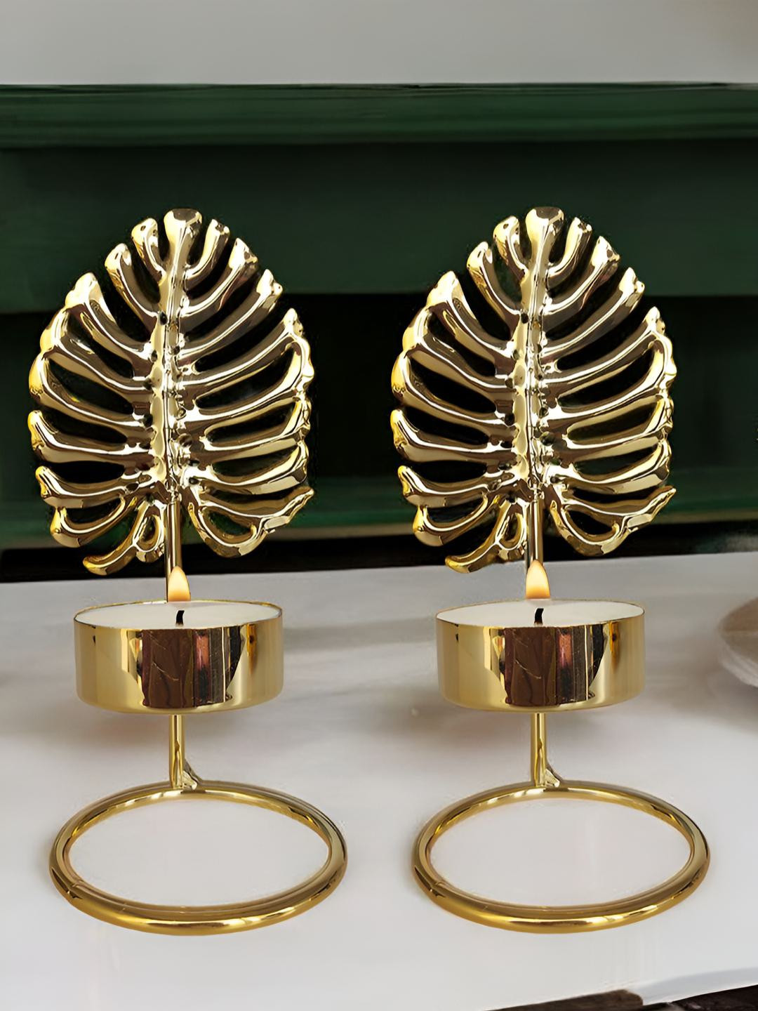 Art Street Set of 2 Diwali Palm Leaf Tealight Holder & Puja Diya