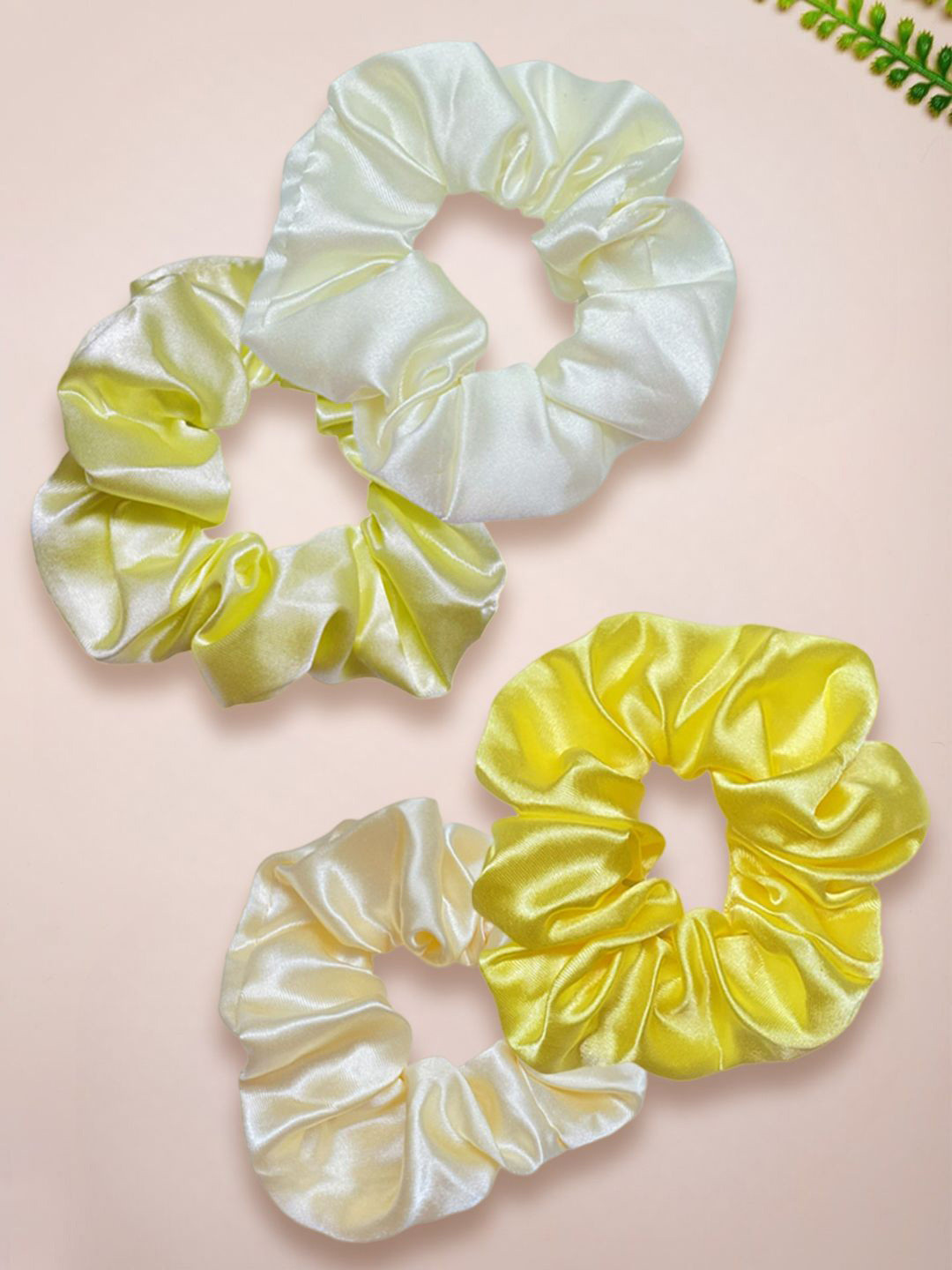 fabula Women Set of 4 Satin Silk Scrunchy Ponytail Holders
