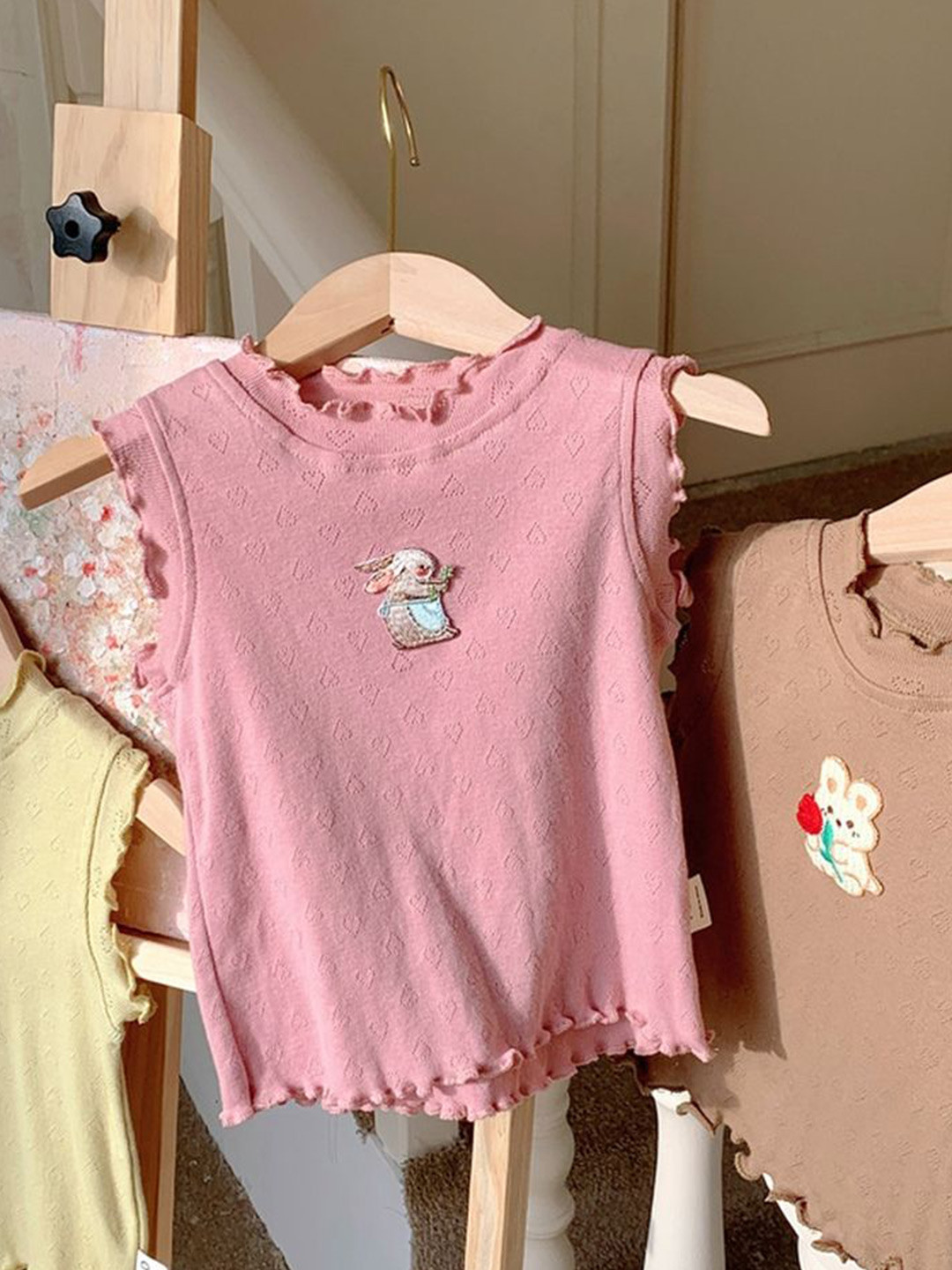 LULU & SKY Girls Solid Round Neck Cotton Top