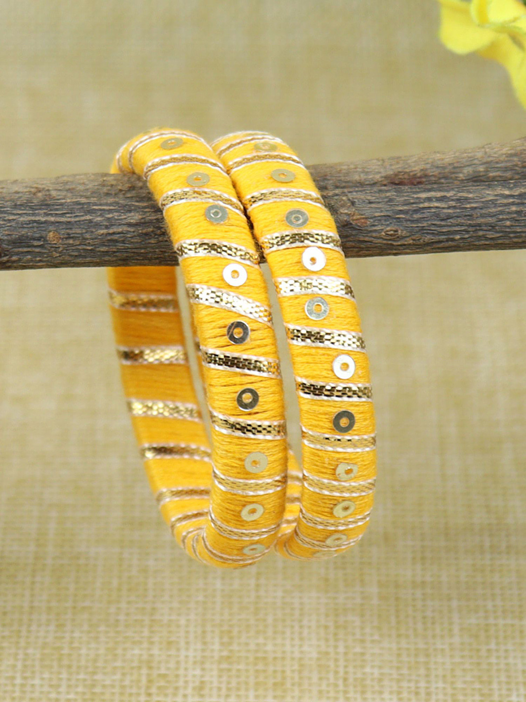 Asthetika Kids Set Of 2 Gota Pati Thread Bangles