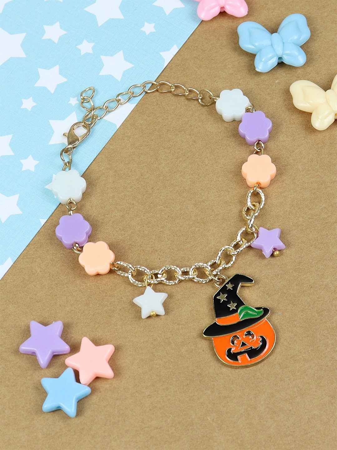 Asthetika Kids Girls Halloween Pumpkin Charm Bracelet