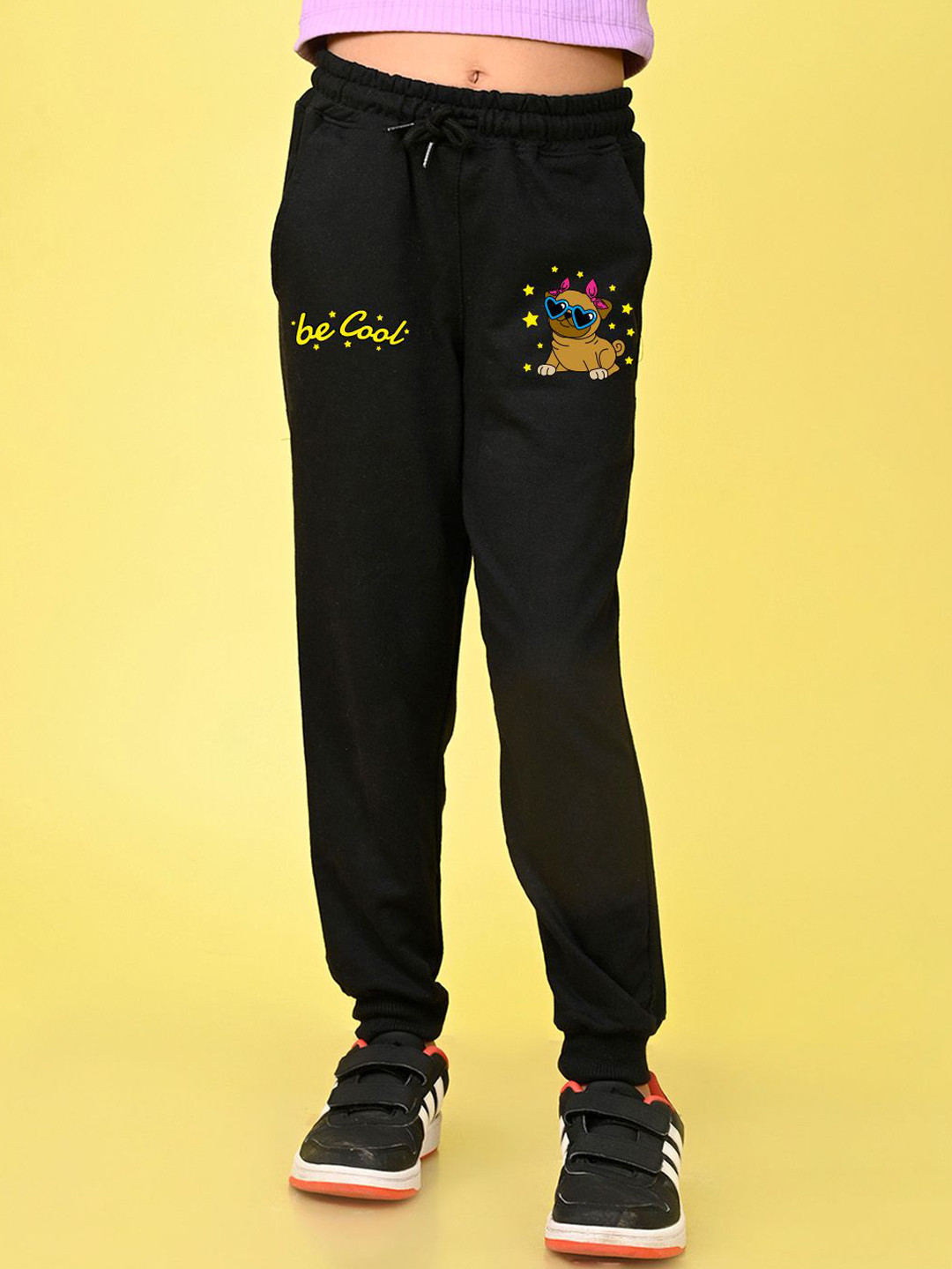NUSYL Girls Be Cool Typography Printed Full Length Joggers