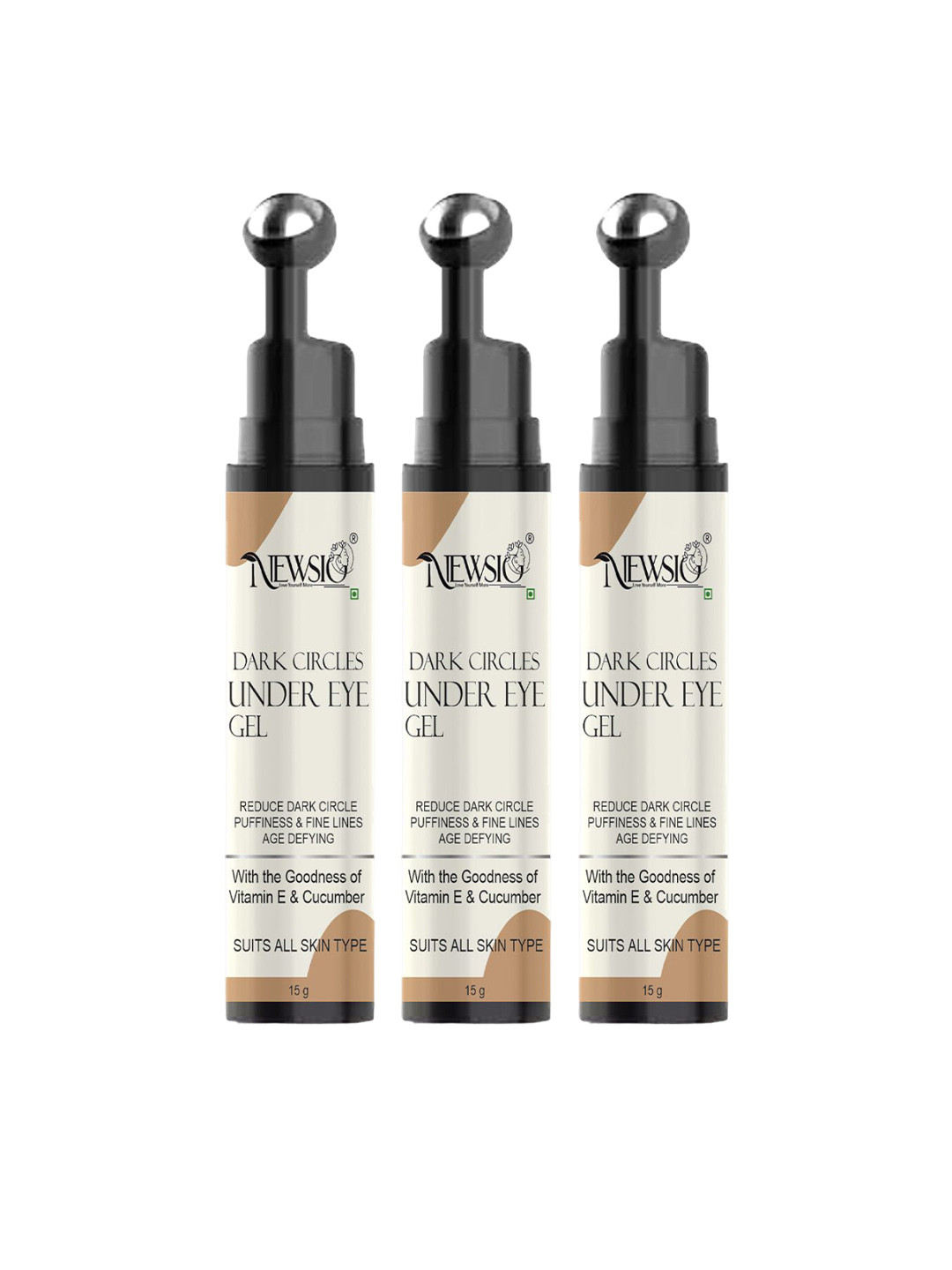 Newsio Set Of 3 Under Eye Gel With Vitamin E & Cucumber - 15 g Each