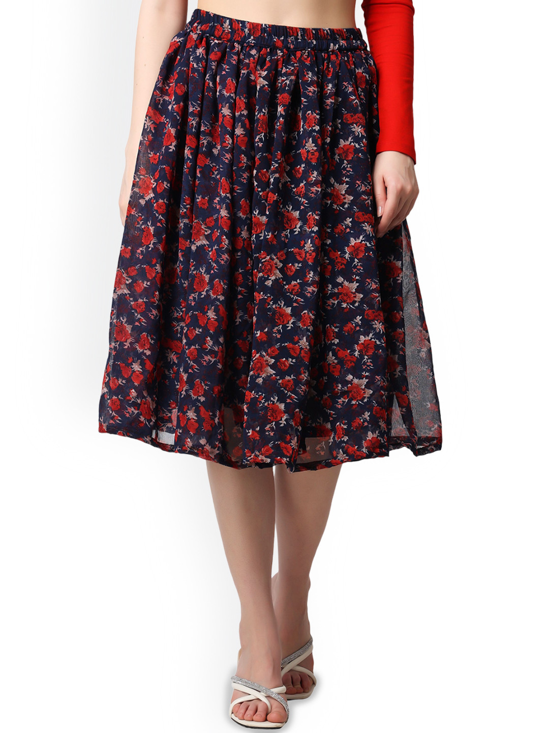 SCORPIUS Printed Above Knee Length Flared Skirt