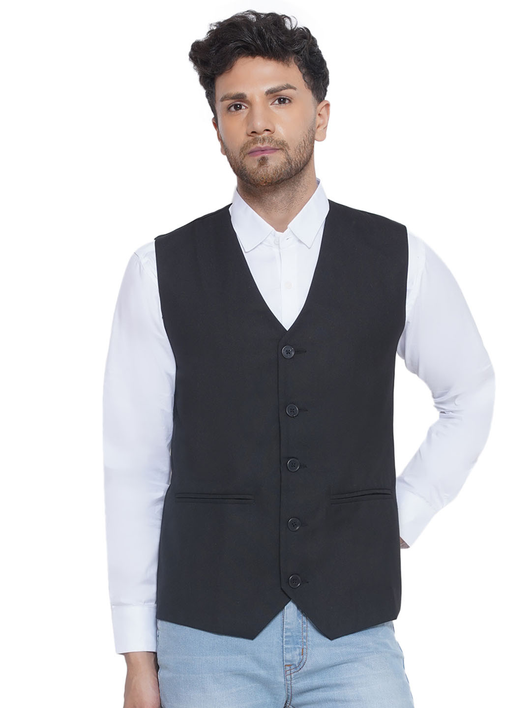 VEERA PARIDHAAN V-Neck Woven Waistcoat