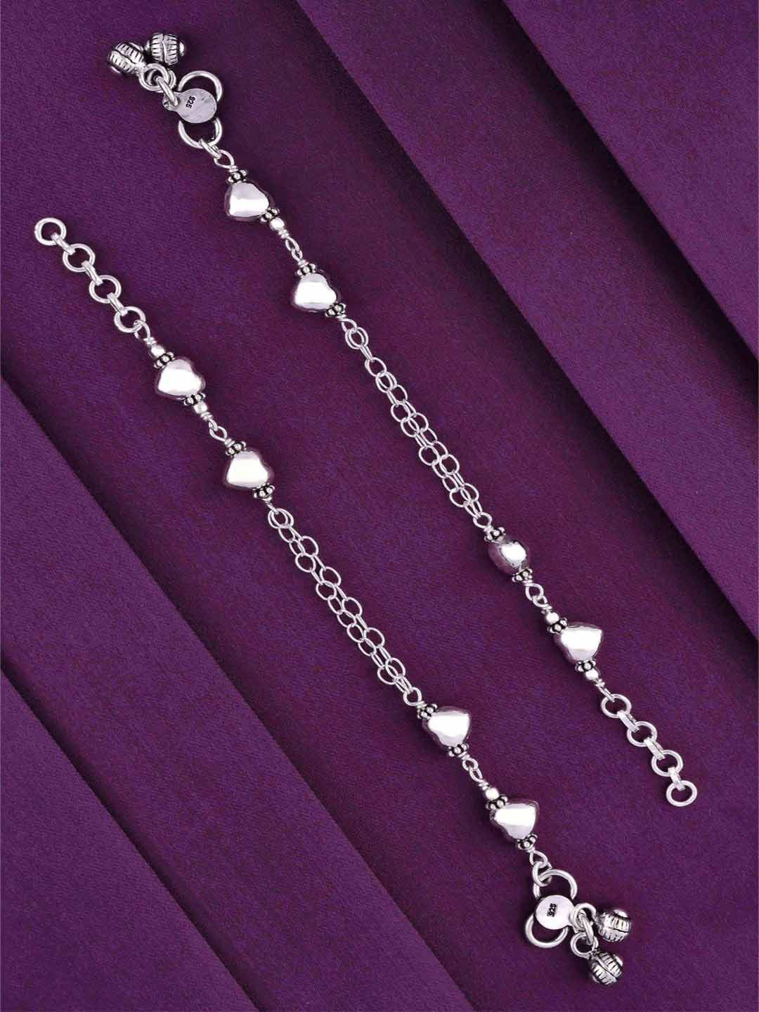 KAI JEWEL Girls 925 Sterling Silver Rhodium-Plated Anklets