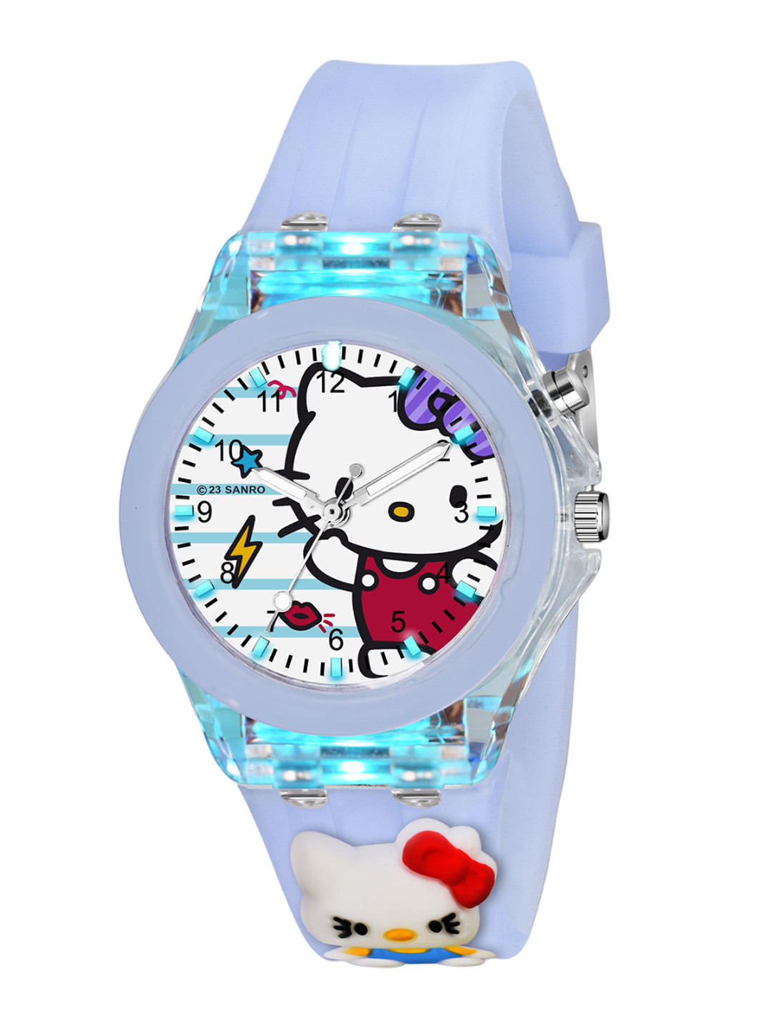 SWADESI STUFF Kids Dial & Straps Analogue Multi Function Watch MULTI LIGHT PURPLE KITTY