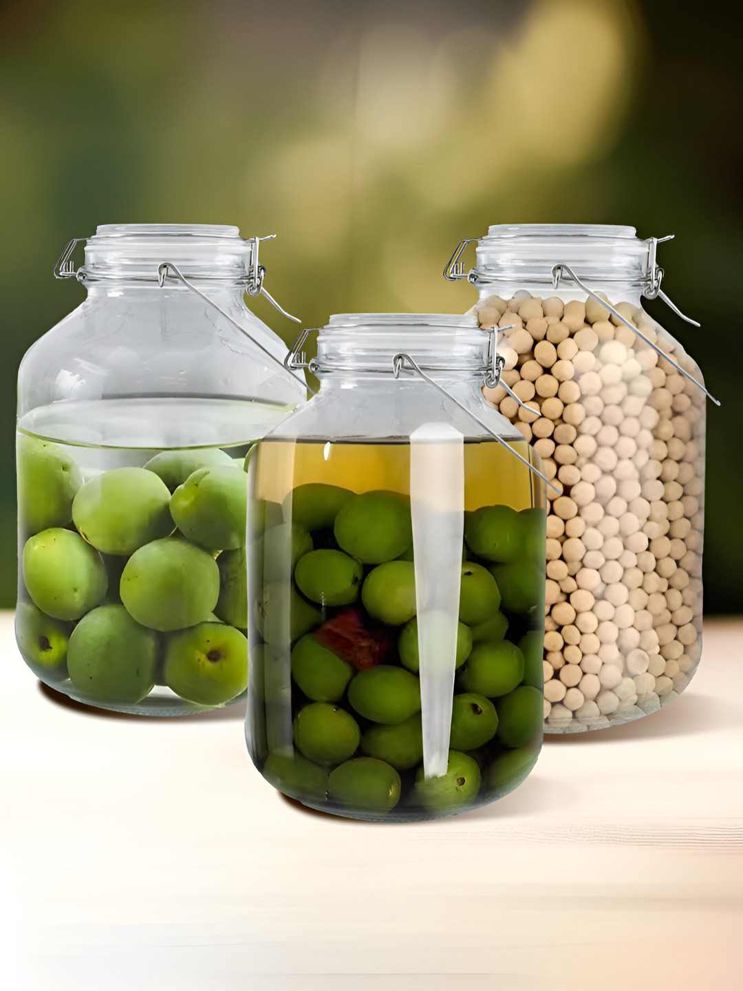 The Better Home Mason Transparent 3 Pcs Glass Dishwasher Safe Airtight Jar 4.9 L