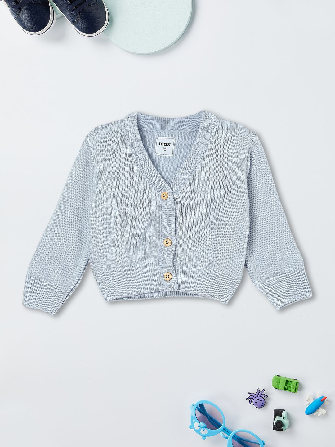 max Girls Solid Cardigan Sweater