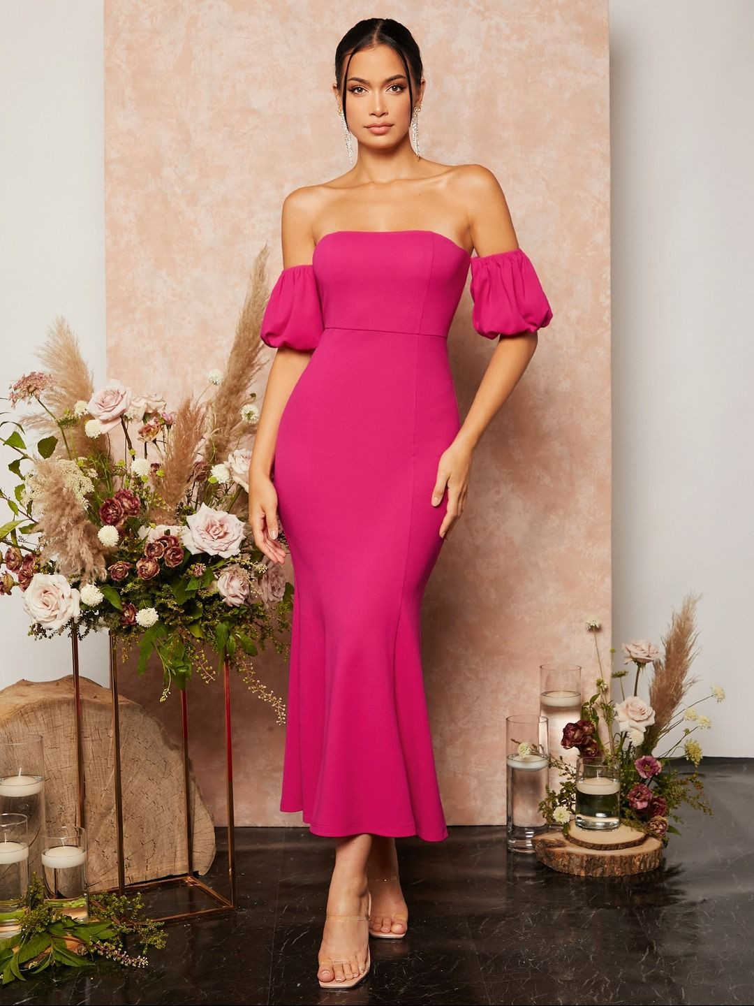 AMERI MEDI OFF SHOULDER PUFFSLEEVE DRESS