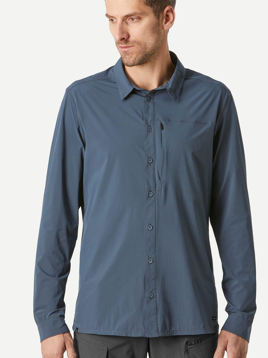 Decathlon Forclaz Men Blue Anti-Uv Full Sleeve Light Travel Shirt