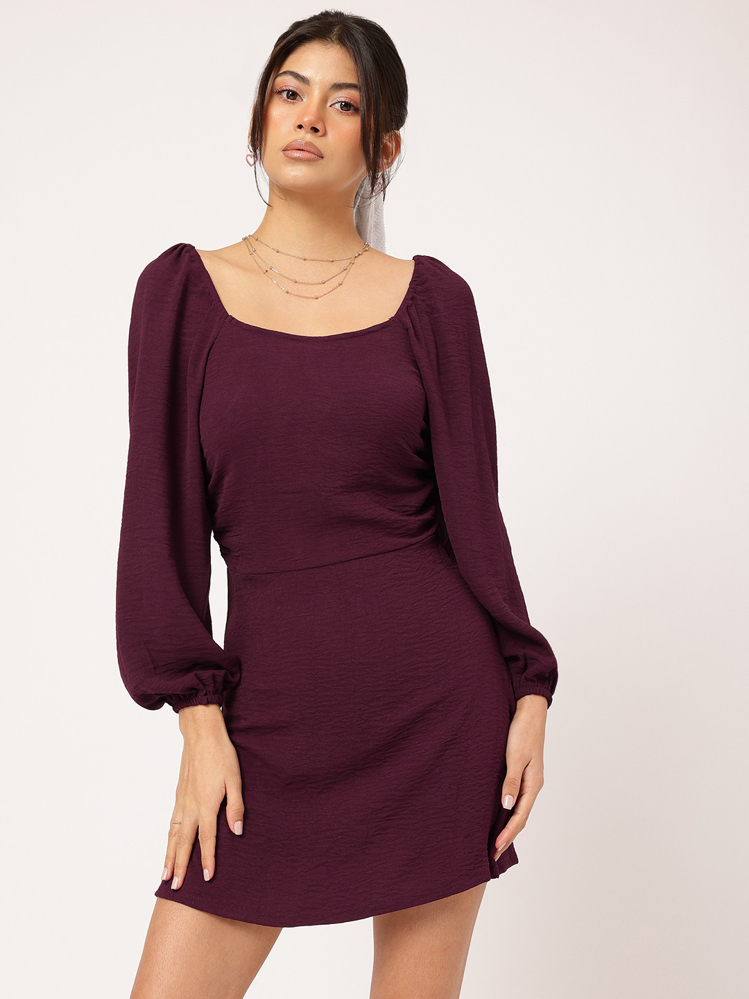DressBerry Puff Sleeves Mini Dress