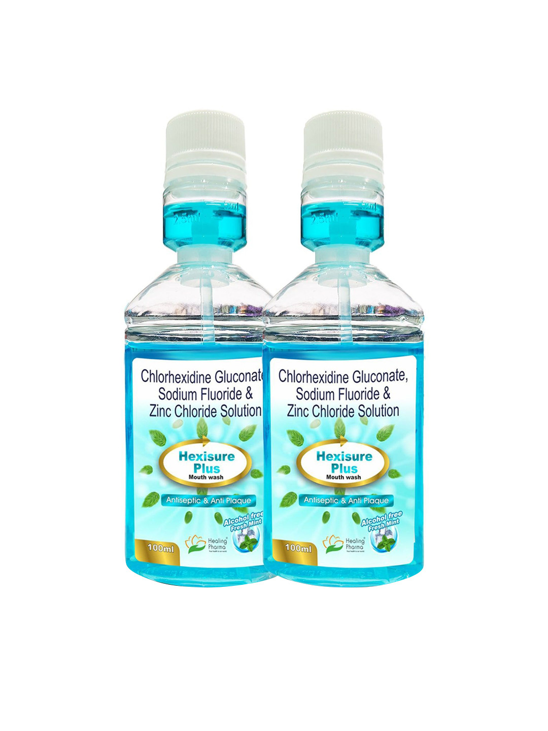 Healing Pharma Set Of 2 Plus Fresh Mint Alcohol free Mouthwash Liquid- 100 ml Each