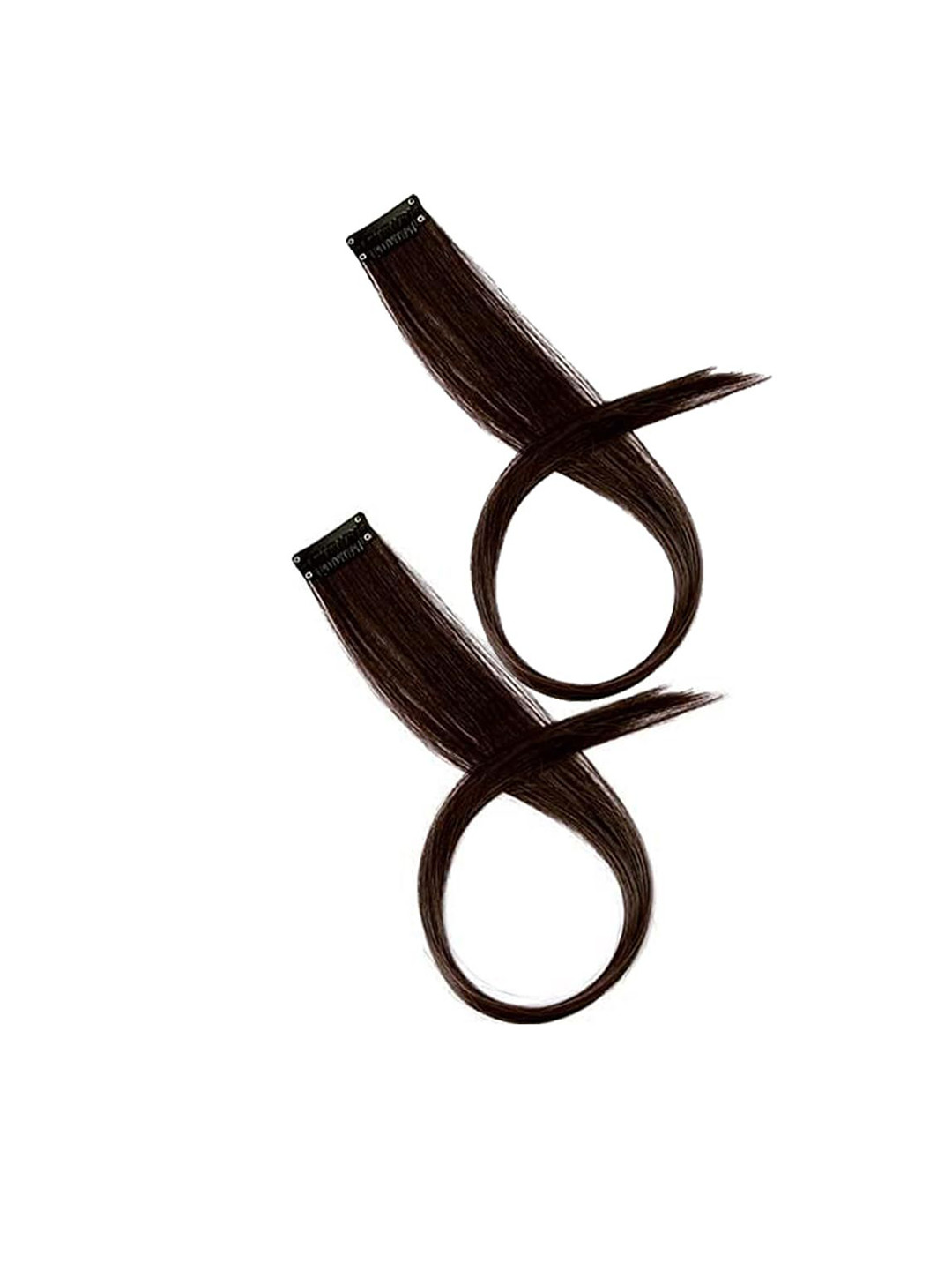 D-Divine 2 Pcs Single Clip Hair Side Covers Up Extension-Brown