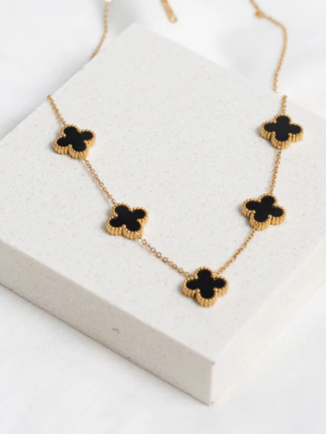 SUBHAGALANKAR Gold-Plated Stainless Steel Clover Necklace