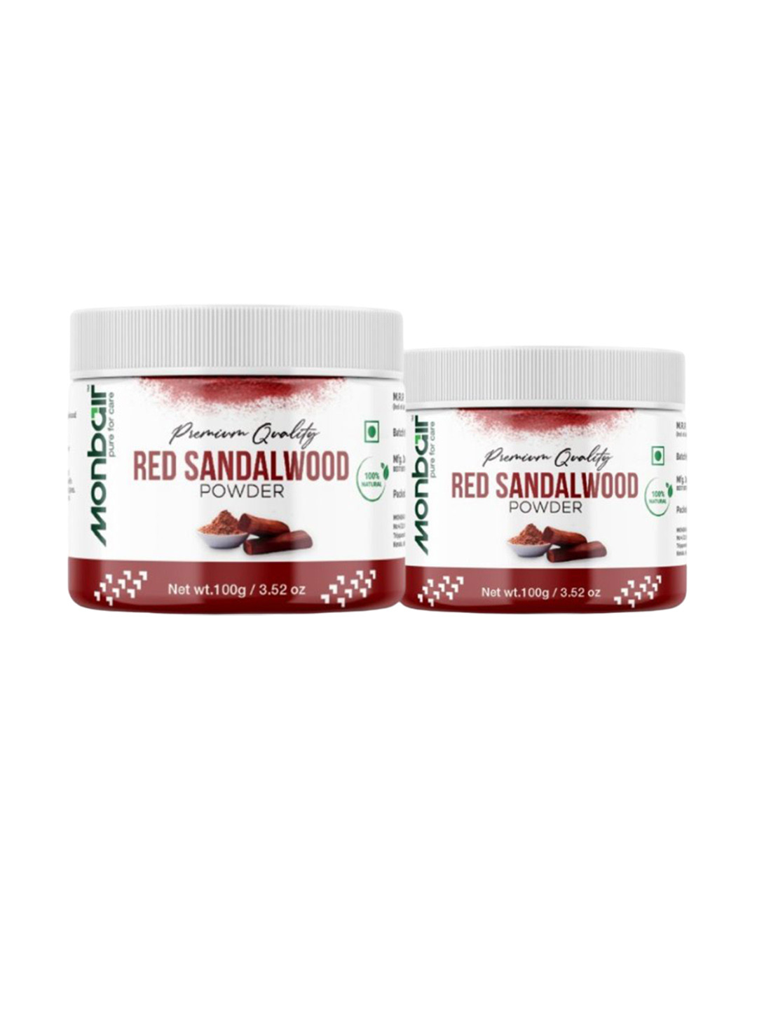 MONBAIR Set Of 2 Premium Quality Red Sandalwood Powder- 100 g Each