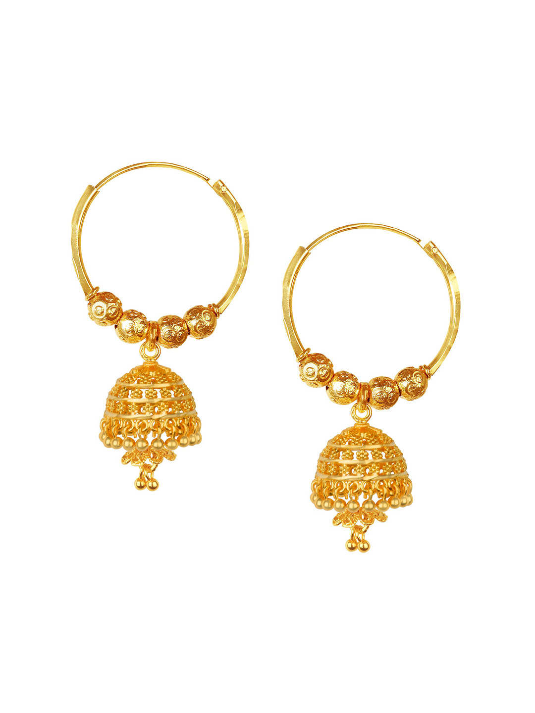Heer Collection Gold-Plated Mother of Pearl Dome Shaped Antique Jhumkas