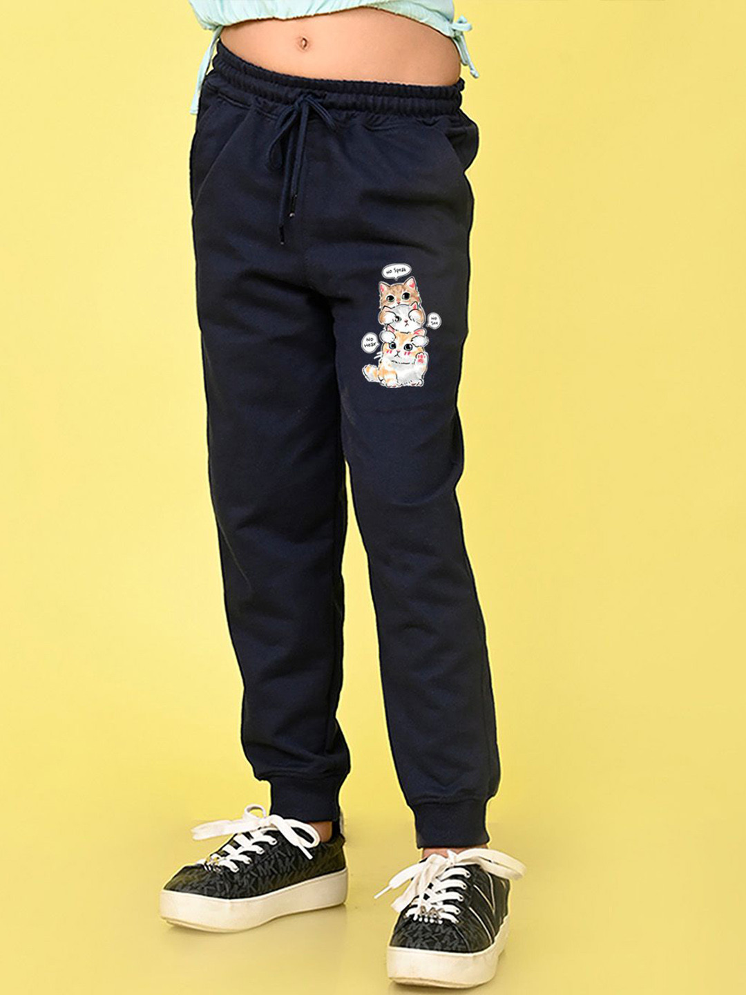 NUSYL Girls Text Printed Full Length Joggers