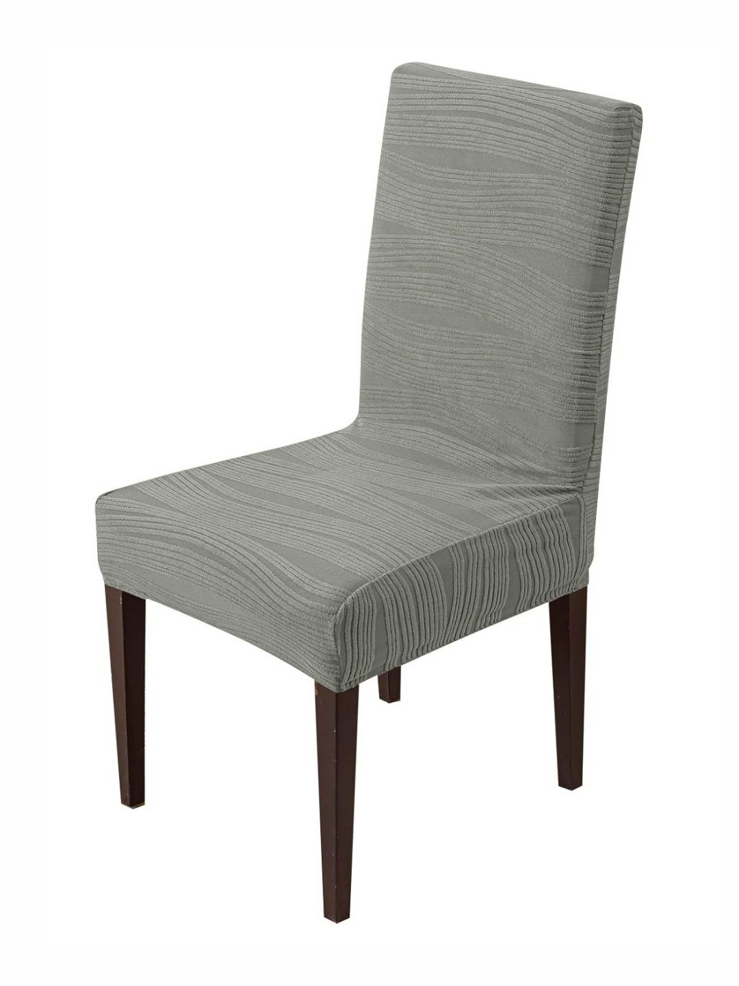 HOUSE OF QUIRK Grey Textured Removable & Washable Short Dining Chair Cover