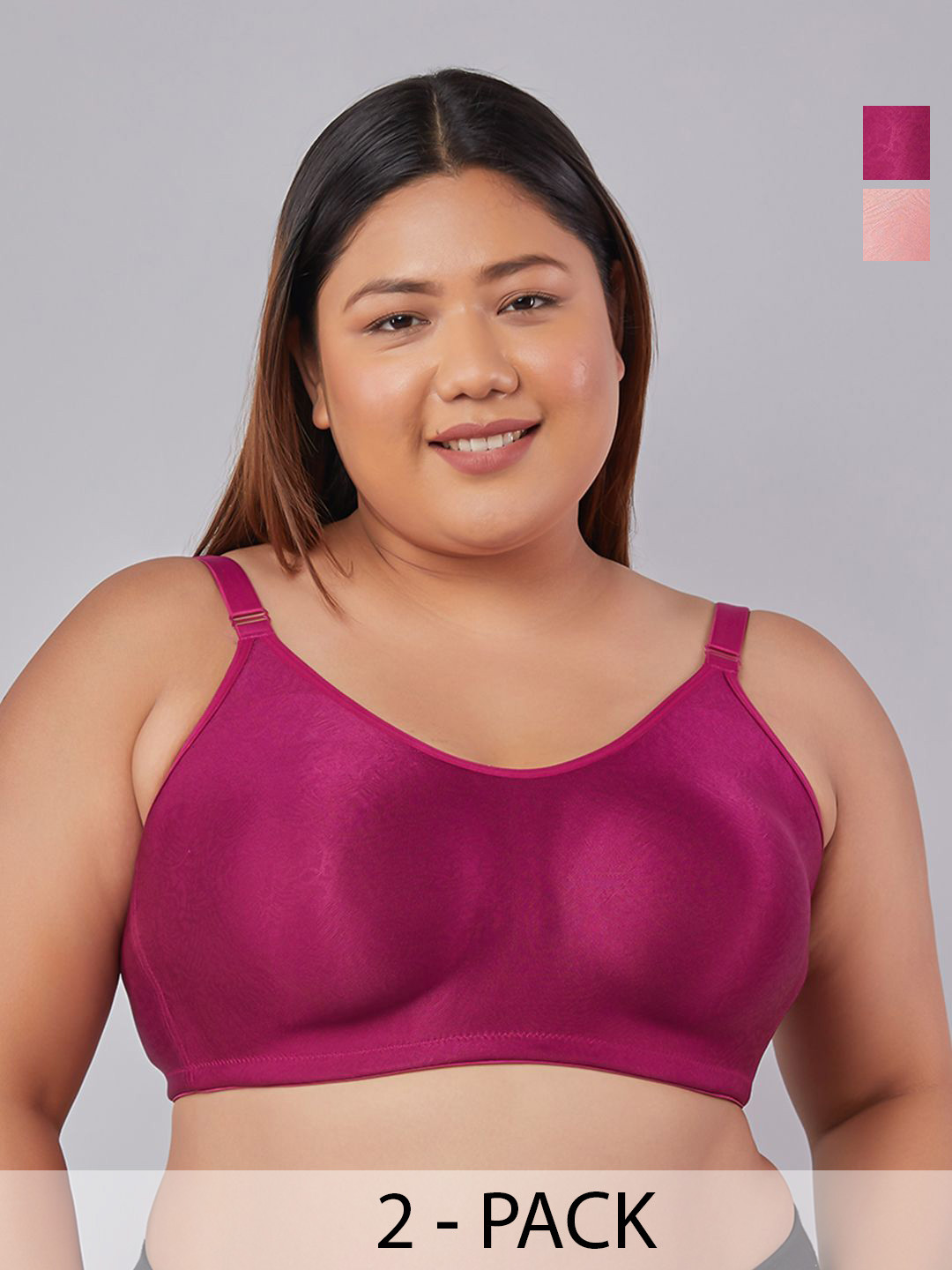 MAASHIE M4409 Women Plus Size Full Coverage Non Padded Non Wired T-shirt Bra DPNK BGD