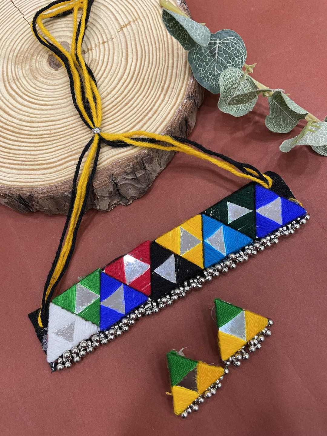 Digital Dress Room Mirror Work Ghungroo Necklace & Earrings