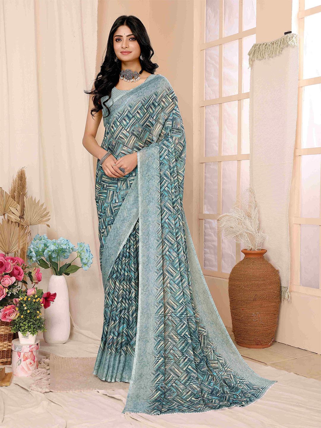 sareyavella Pure Georgette Maheshwari Saree