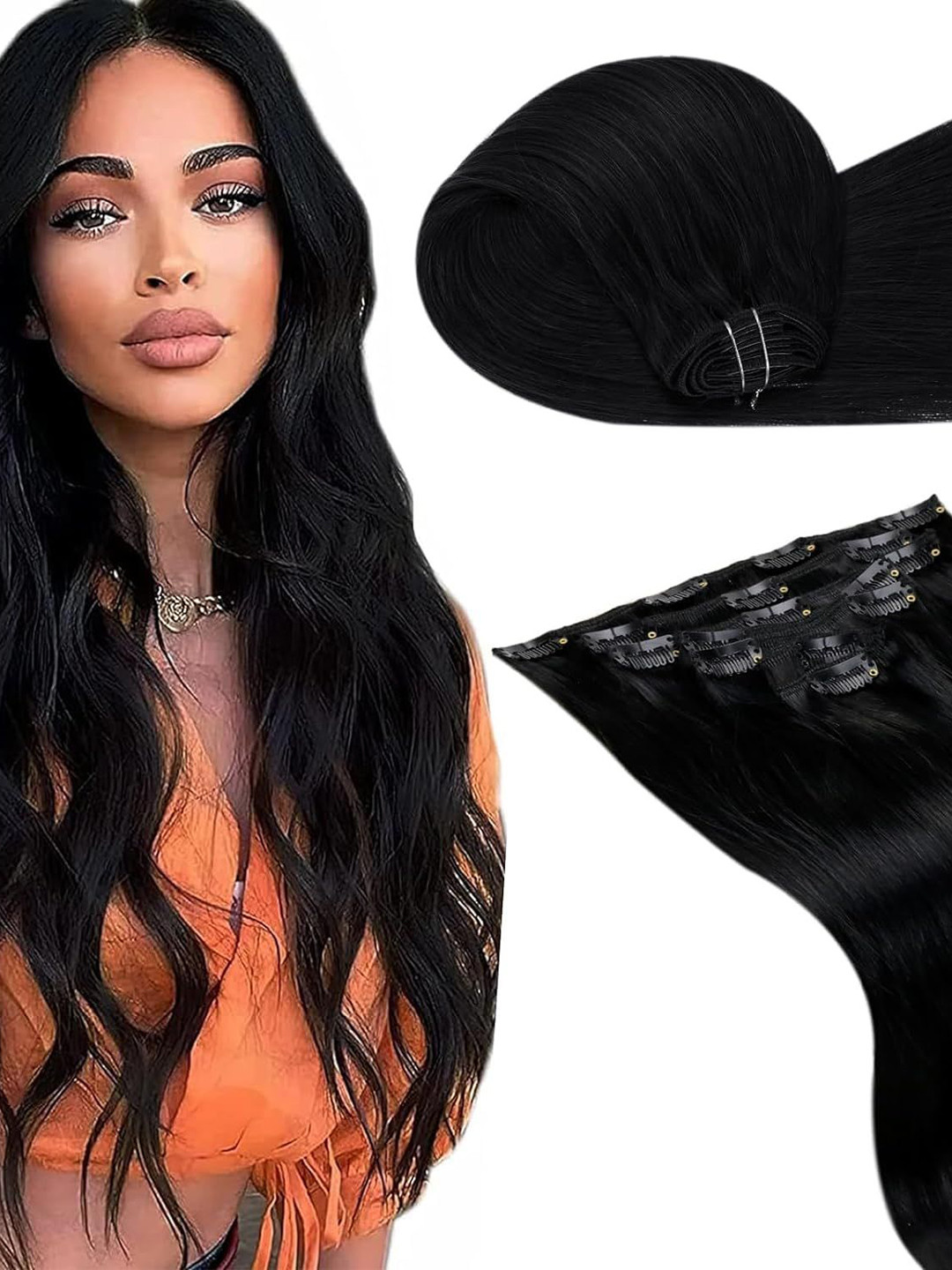 D-Divine Straight Clip-in Hair Extension-Black