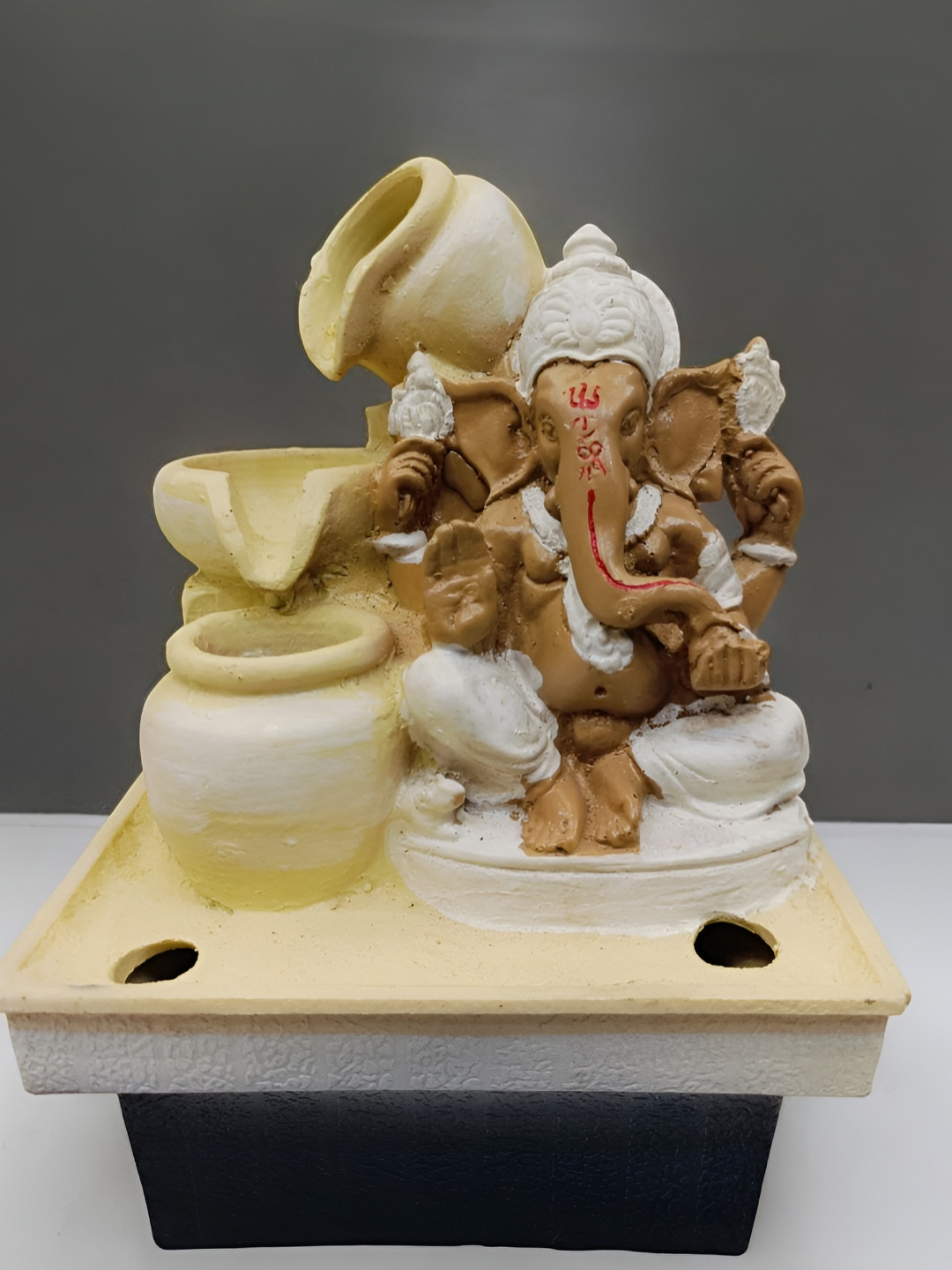 SANKALAN CREATIONS White & Brown Ganesha Religious Small Idol Showpiece