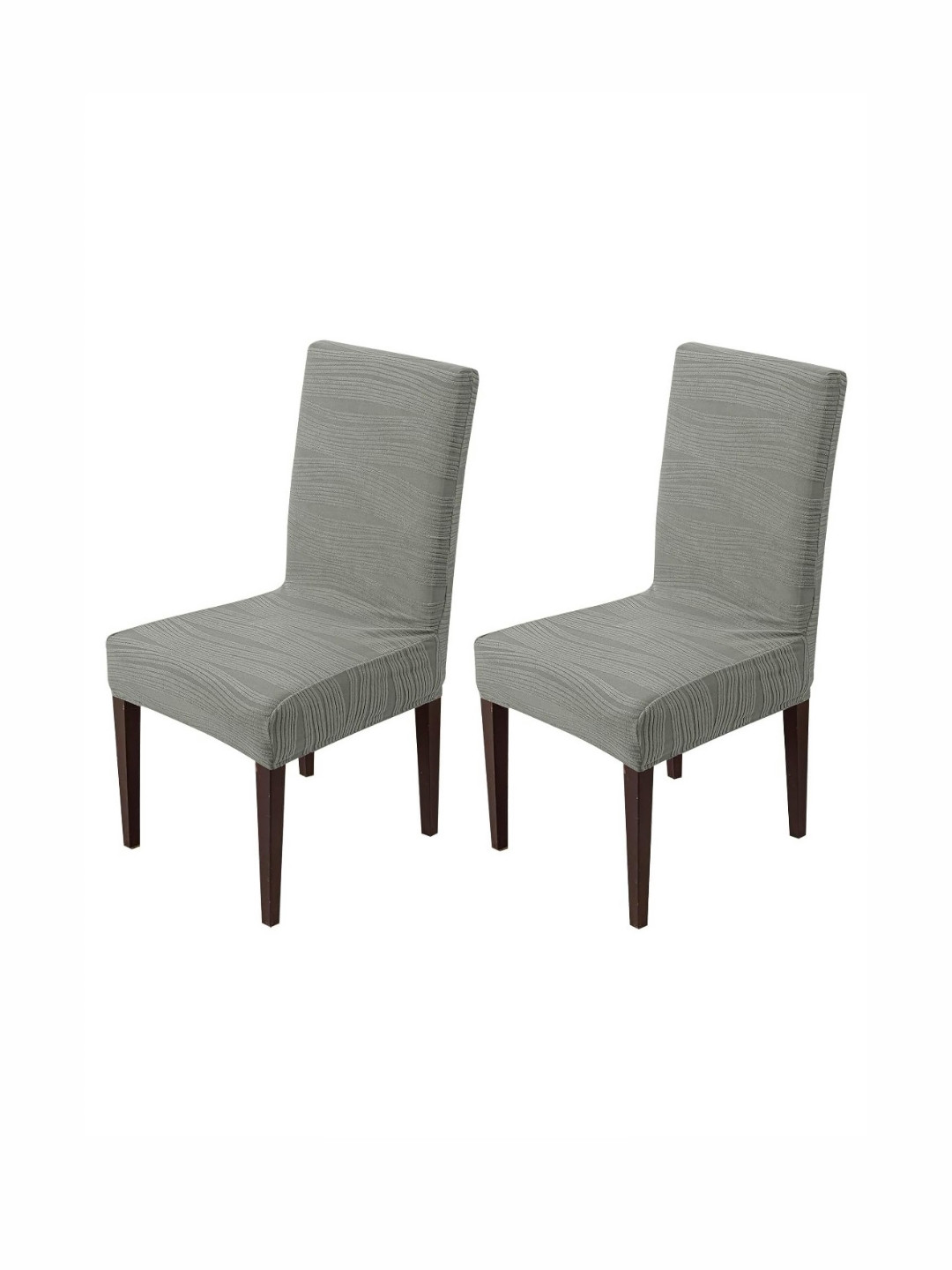 HOUSE OF QUIRK 2 Pieces Striped Grey Chair Covers