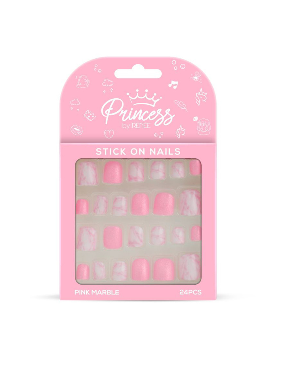 Renee Princess Pink Marble Stick On Nails