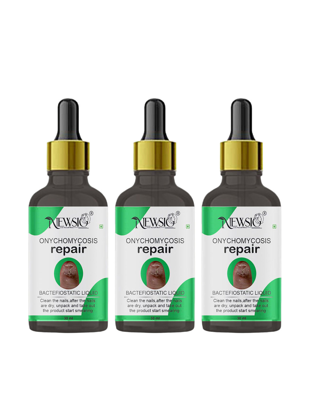 Newsio Set Of 3 Onychomycosis Nail & Cuticle Growth Nail Treatment Repair Serum- 30ml Each