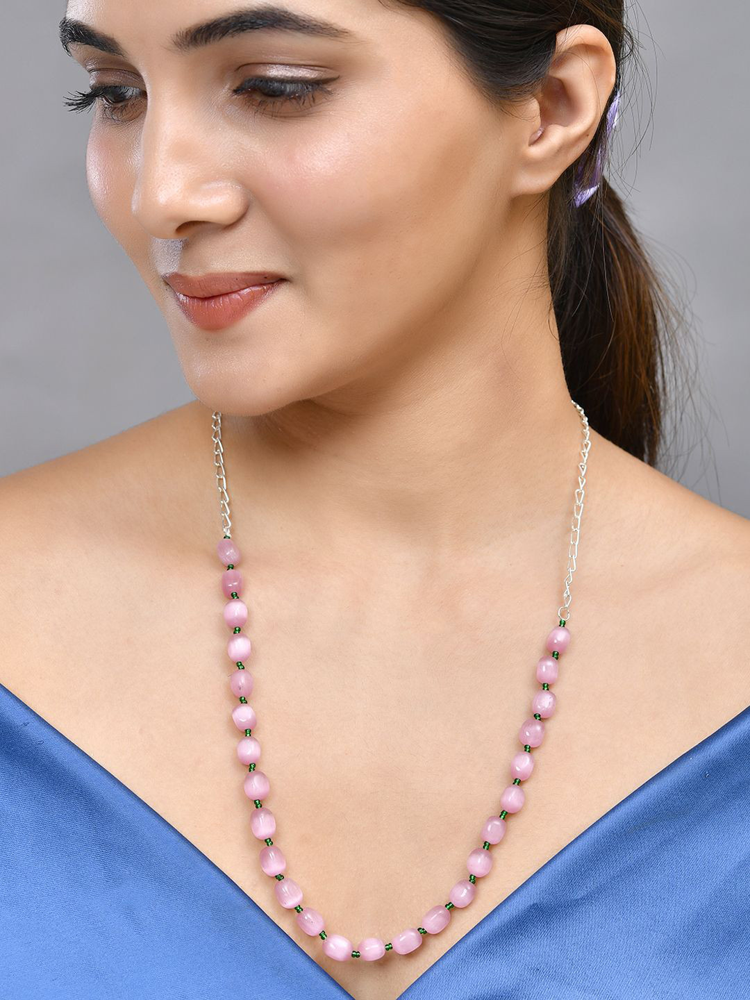 Silvermerc Designs Brass Silver-Plated Beaded Chain