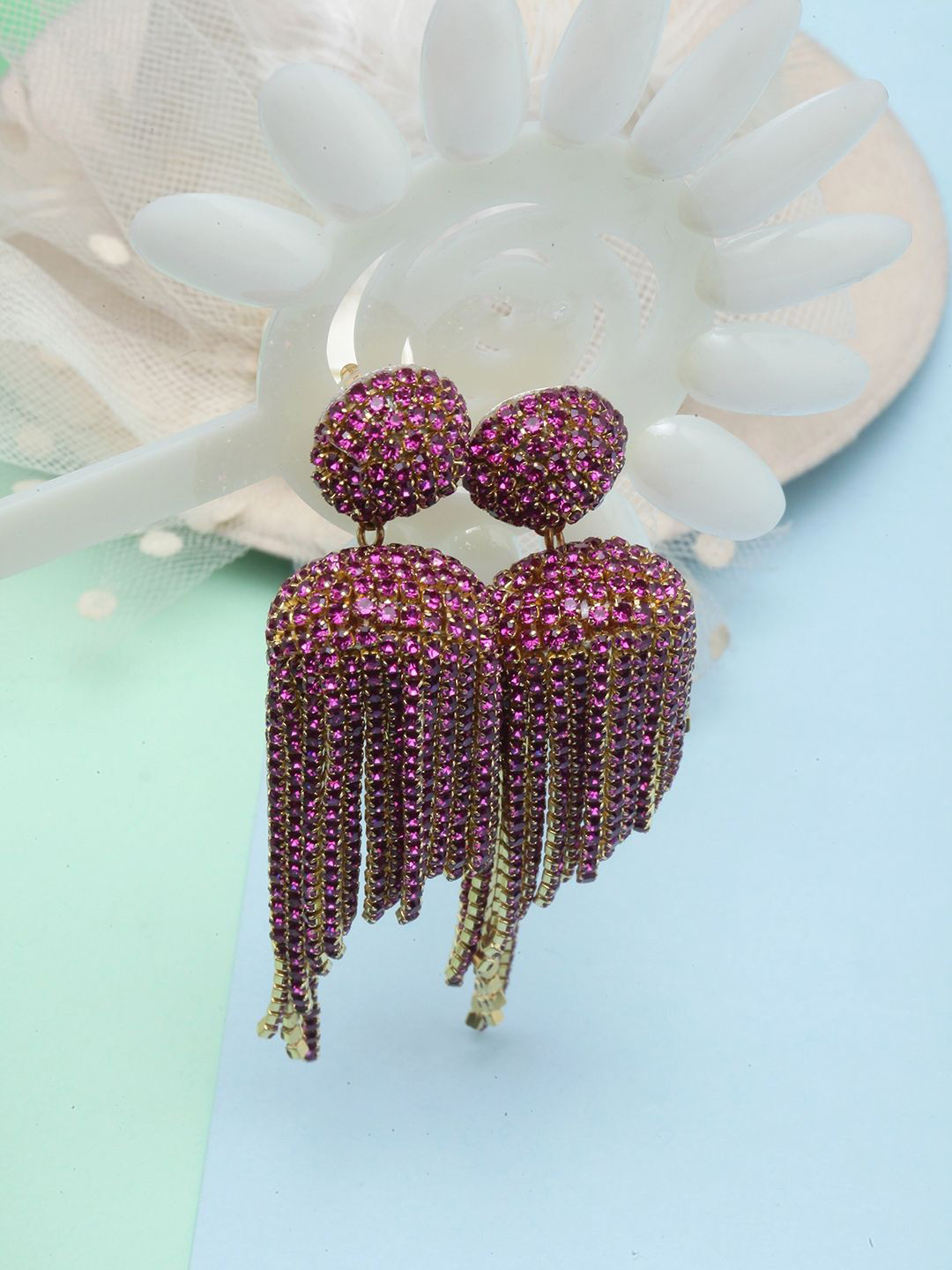 KPOP Gold-Plated Contemporary Brass Rhinestone Drop Earrings