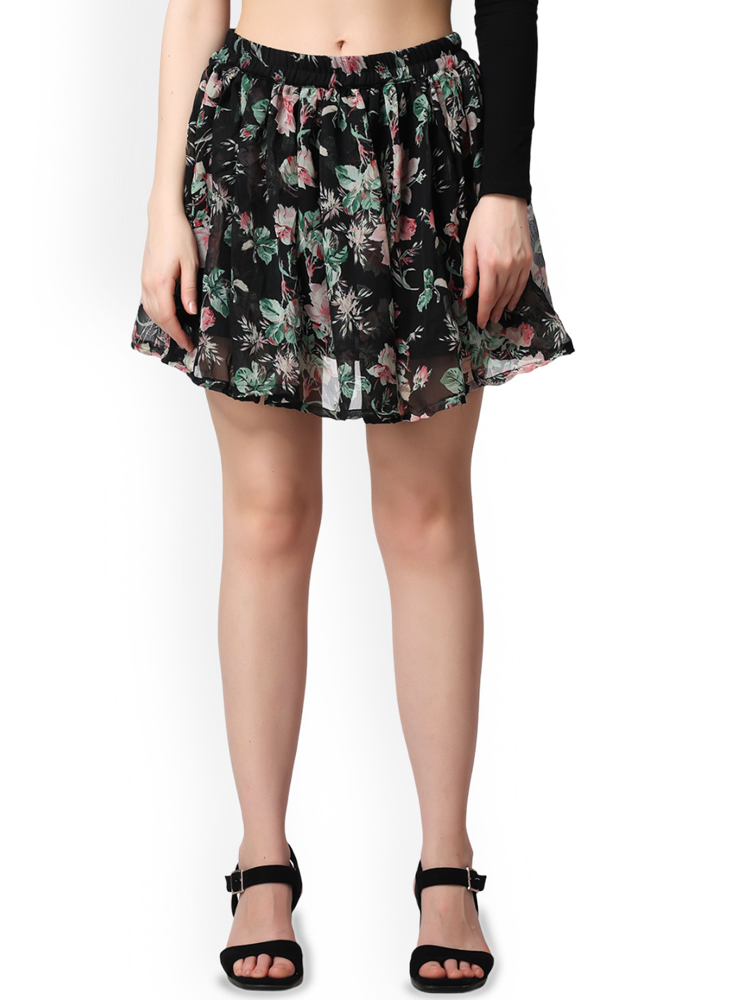 SCORPIUS Women Floral Printed Above Knee Length Flared Skirt