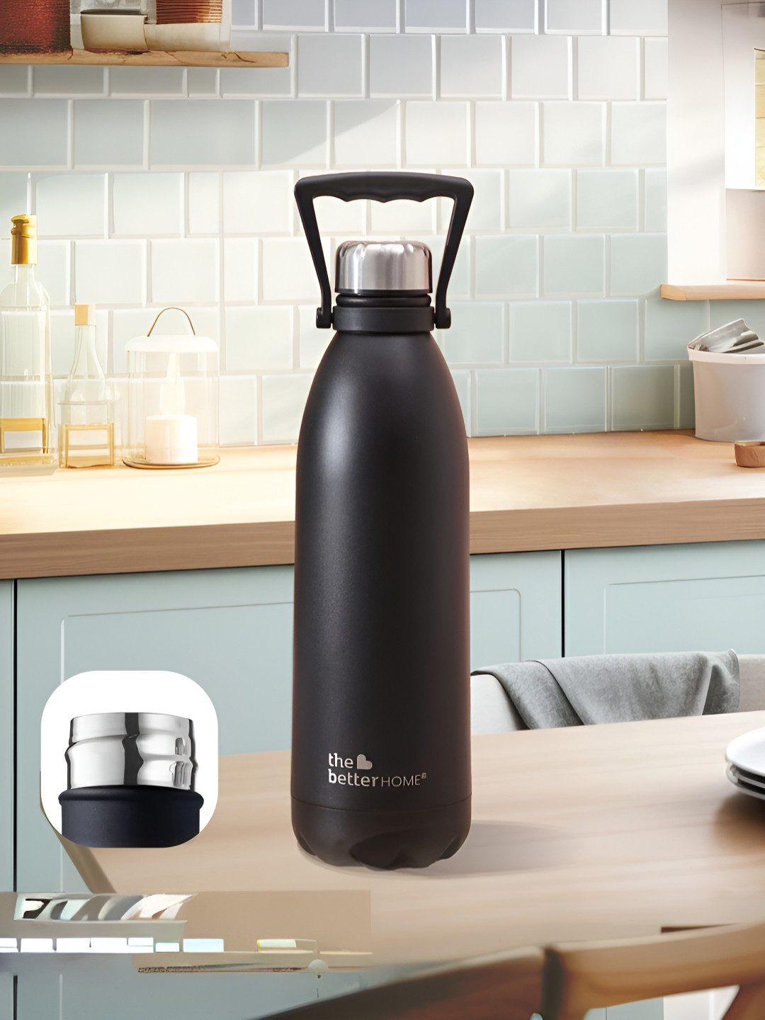 The Better Home Black Stainless Steel Doubled Wall Water Bottle 1.9 L