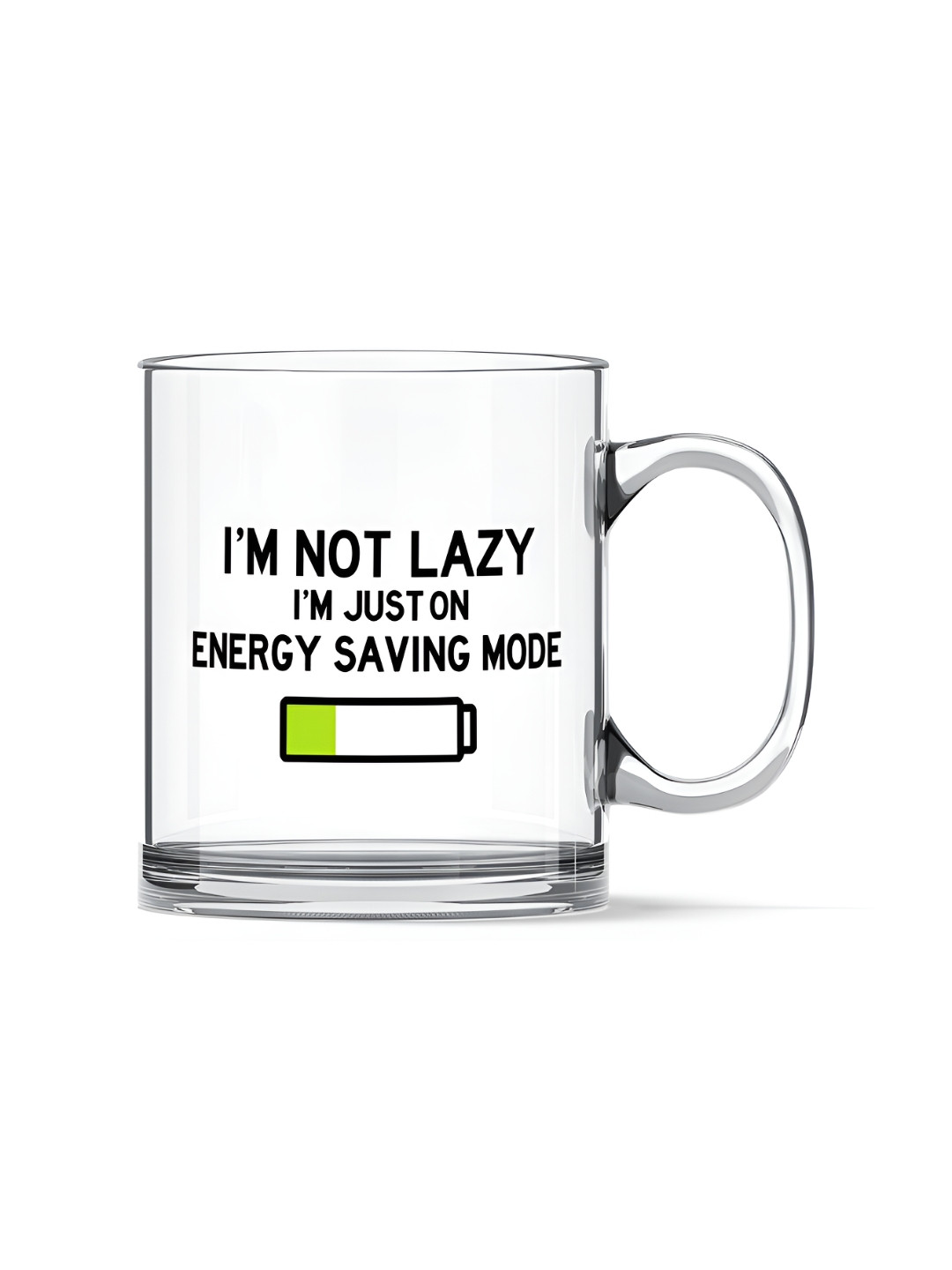 ARTBUG Transparent and Black Text or Slogans Printed Glass Mugs 350 ml