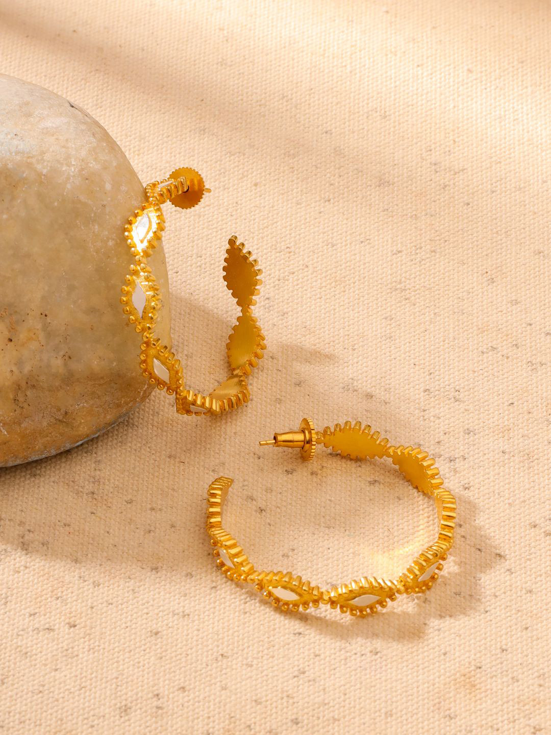 Mitali Jain 18K Gold -Plated Circular Half Hoop Bikaner Earrings