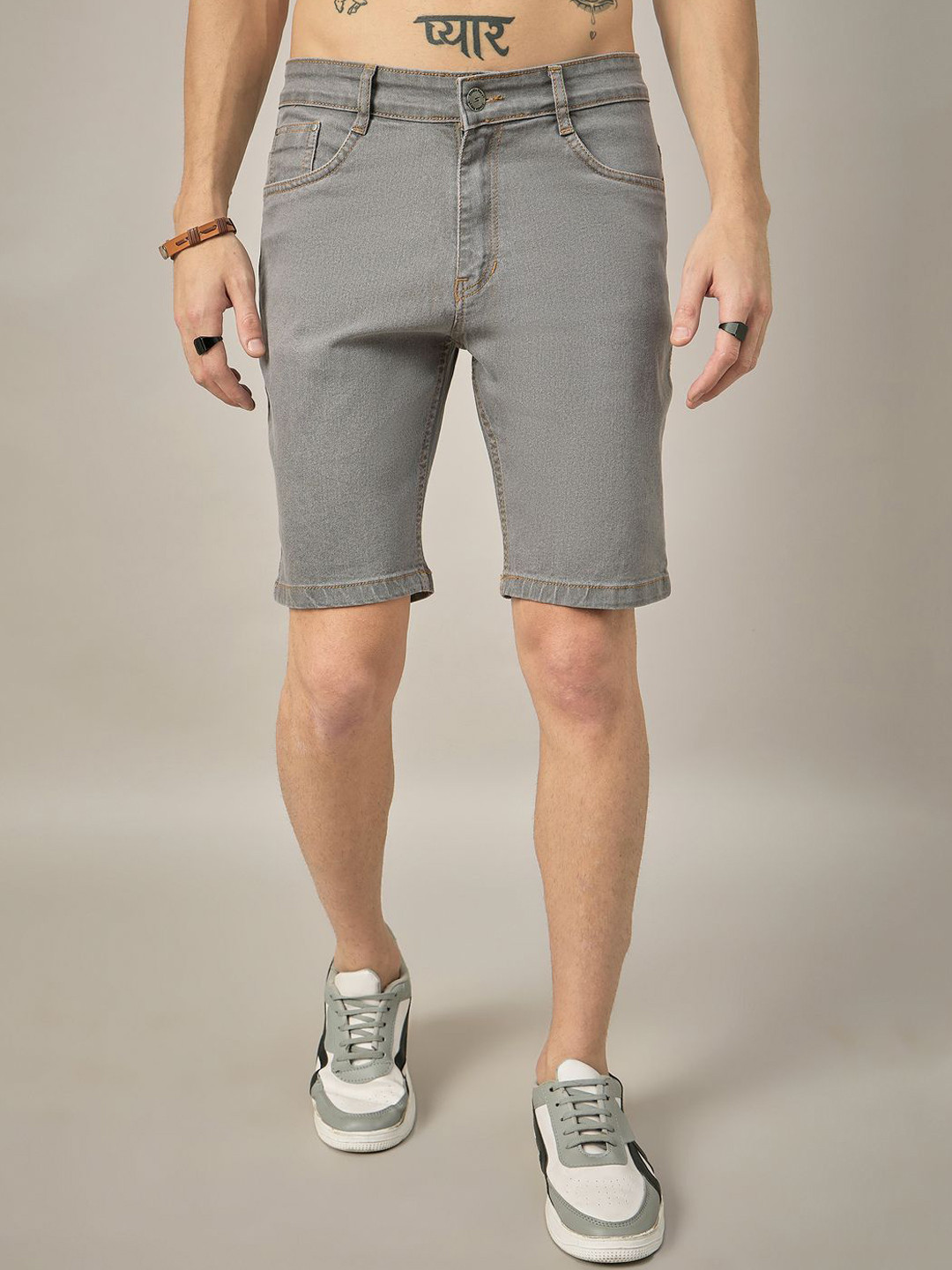 STUDIO NEXX Men Washed Denim Denim Shorts Technology