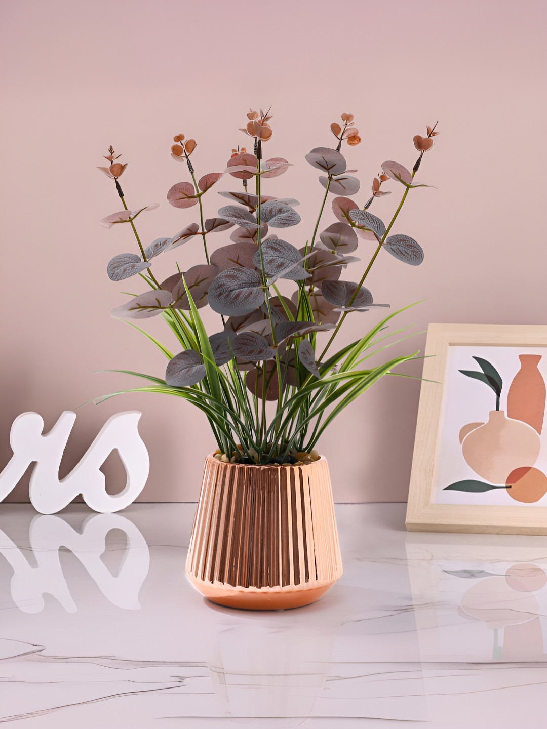 The Better Home Copper Toned & Green Artificial Flowers and Plants