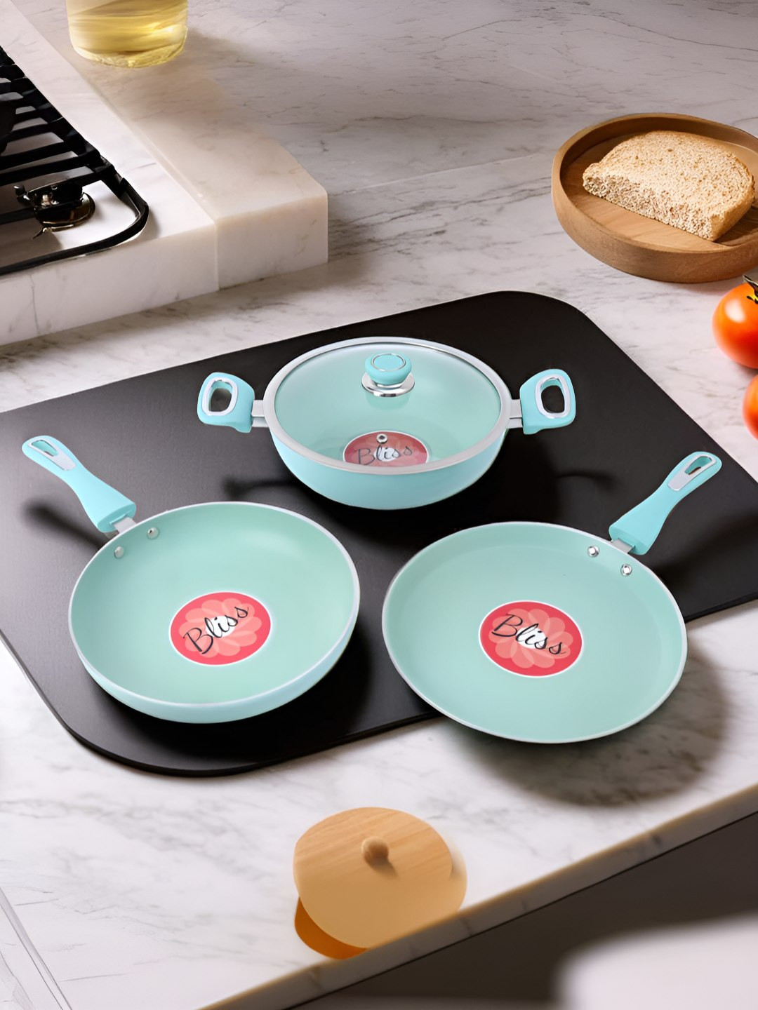 UMAI Green 3 Pieces Induction Base Aluminium Cookware Set