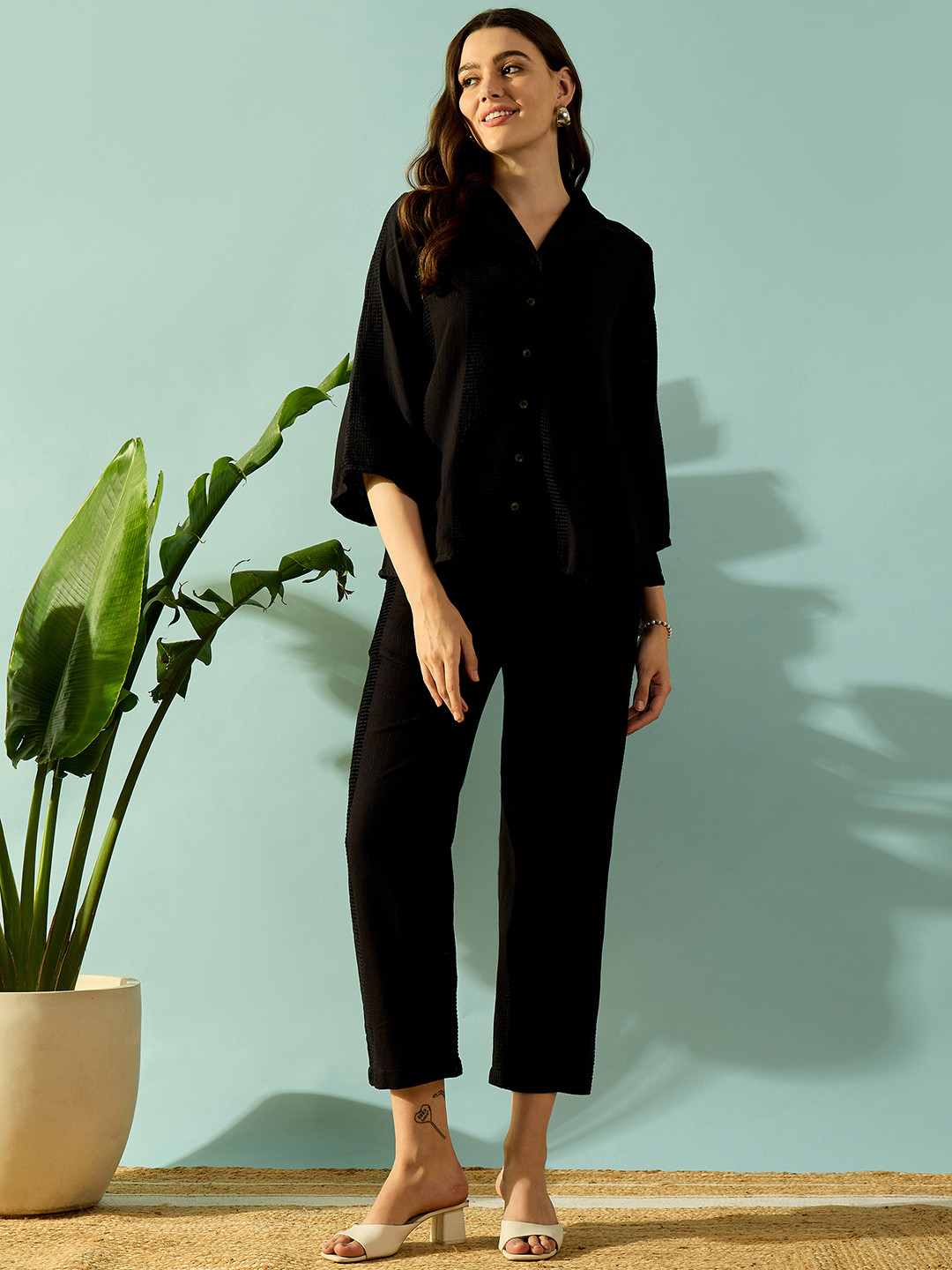 The Kaftan Company Pure Cotton Coat With Trousers Co-Ords