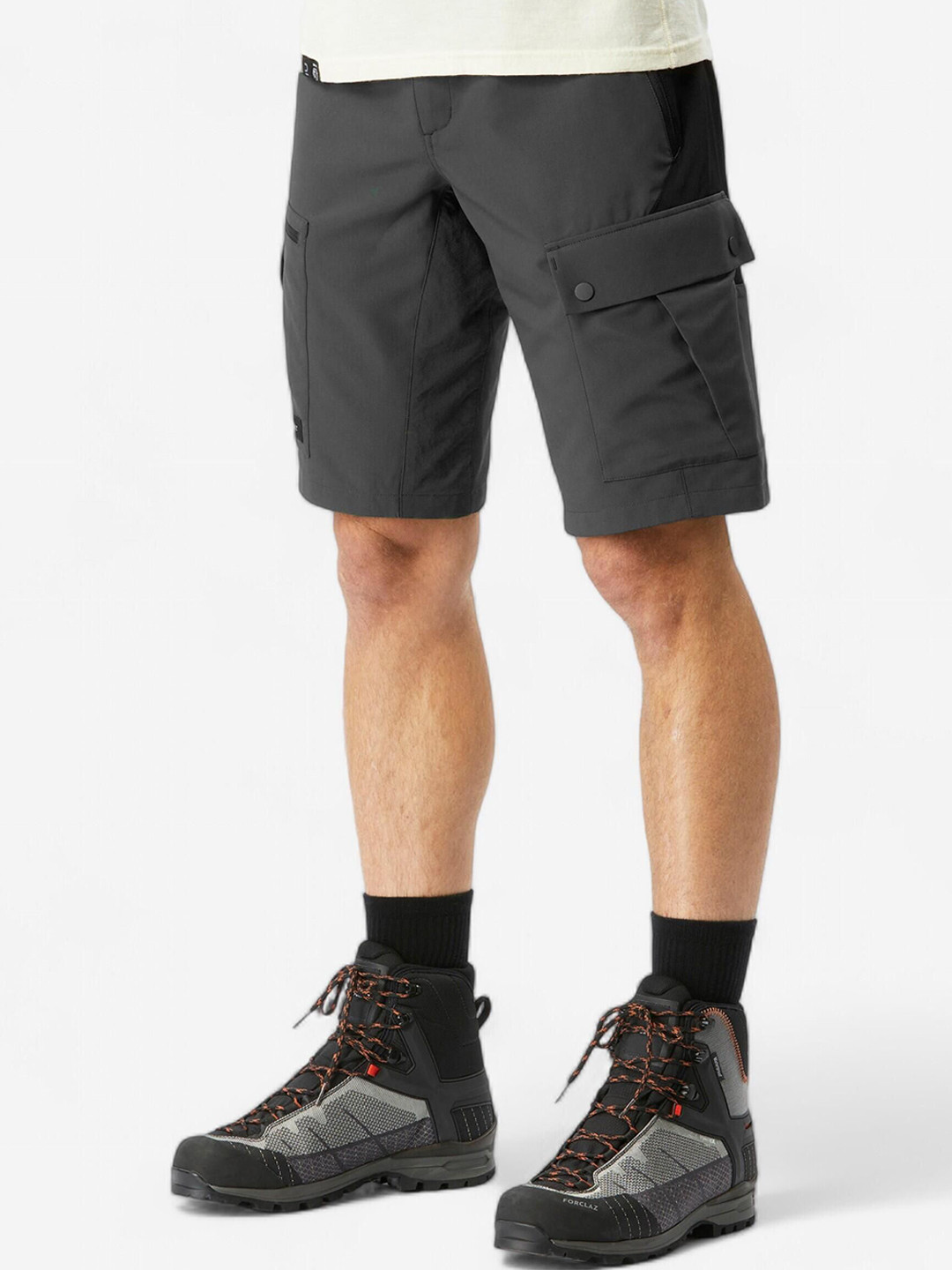 Decathlon Men Dark Grey Multi Pocket Mid-Rise Trekking Shorts