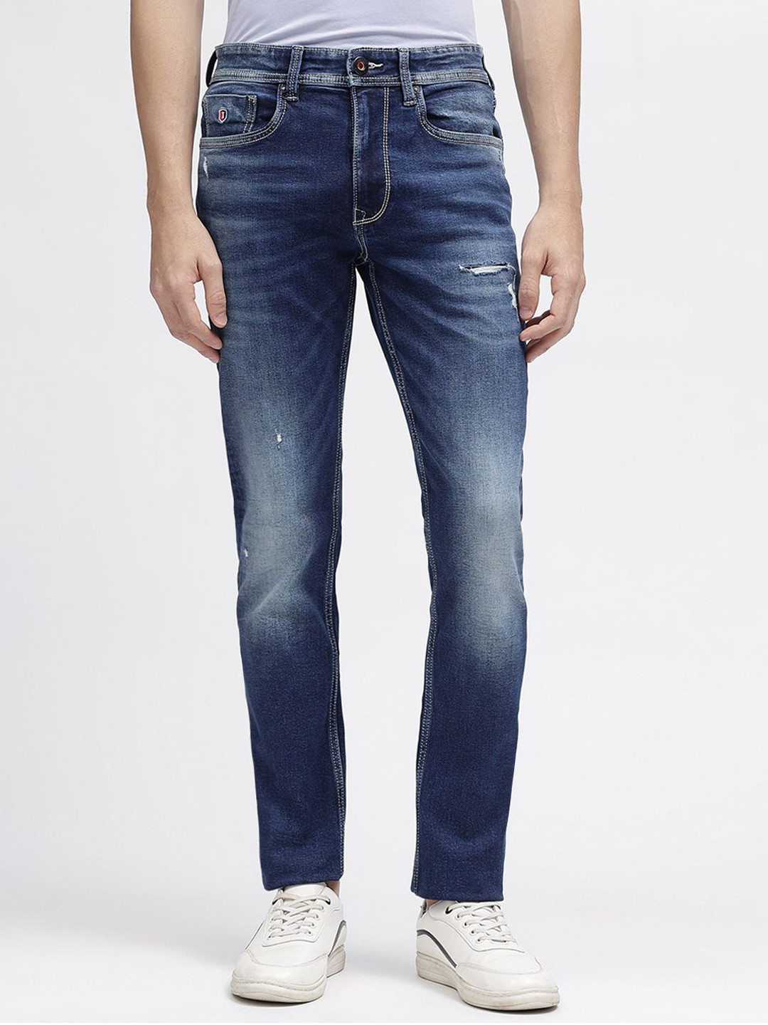 Iconic Men Bootcut Mildly Distressed Heavy Fade Stretchable Jeans