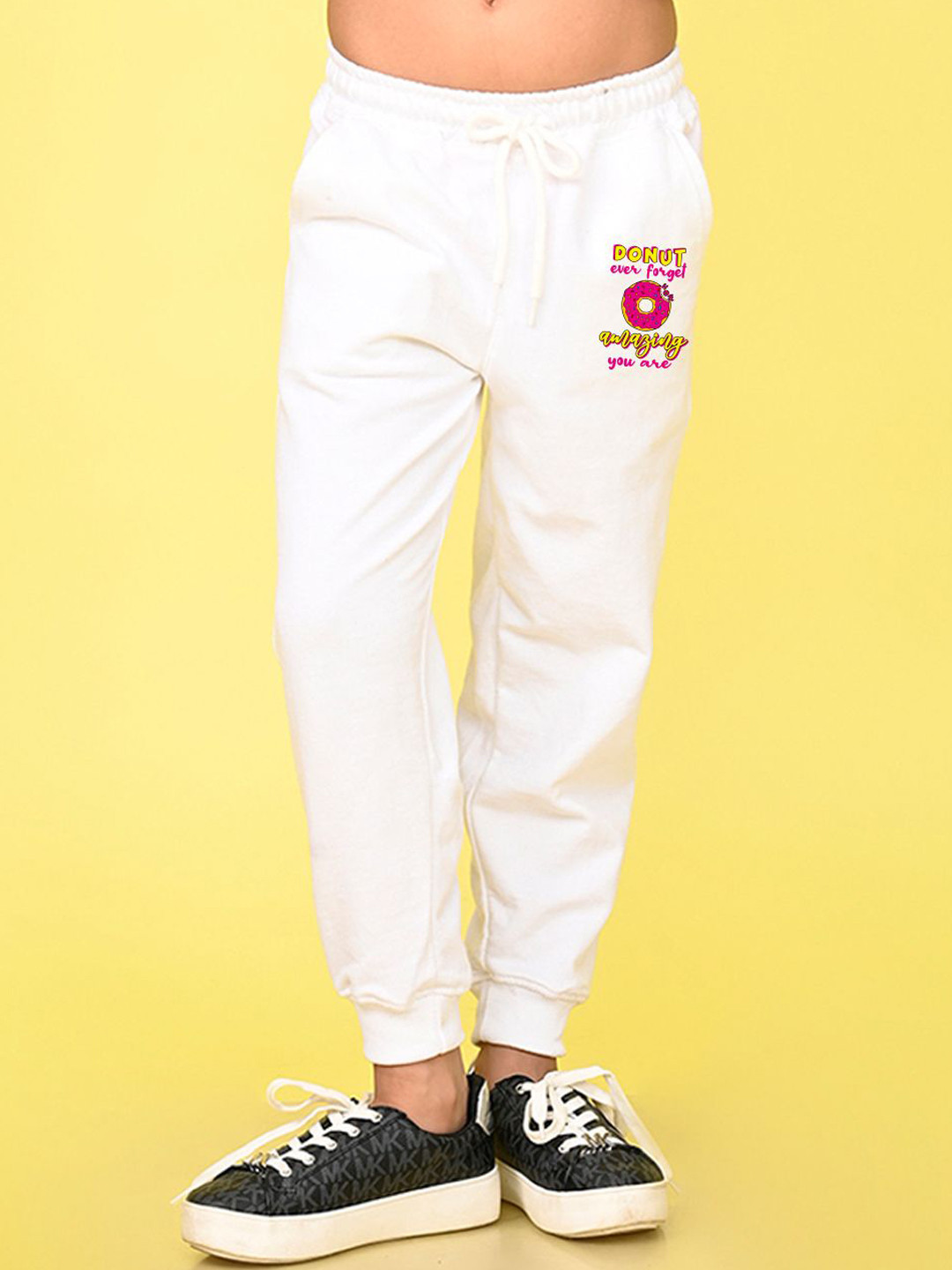 NUSYL Girls Donut Ever Forget Printed Cotton Mid Rise Joggers