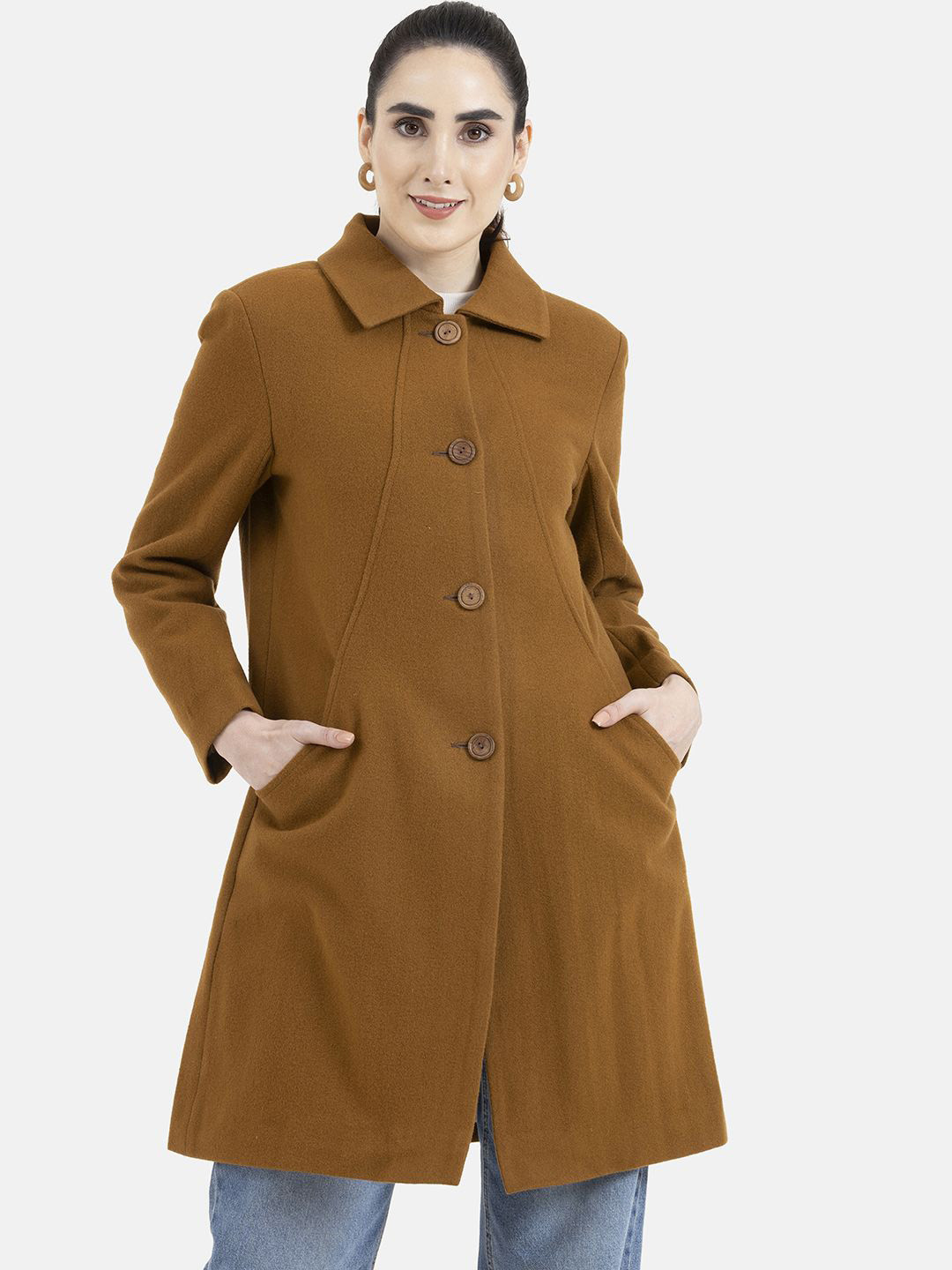 Owncraft Women Double Breasted Wool Regular Fit Coat