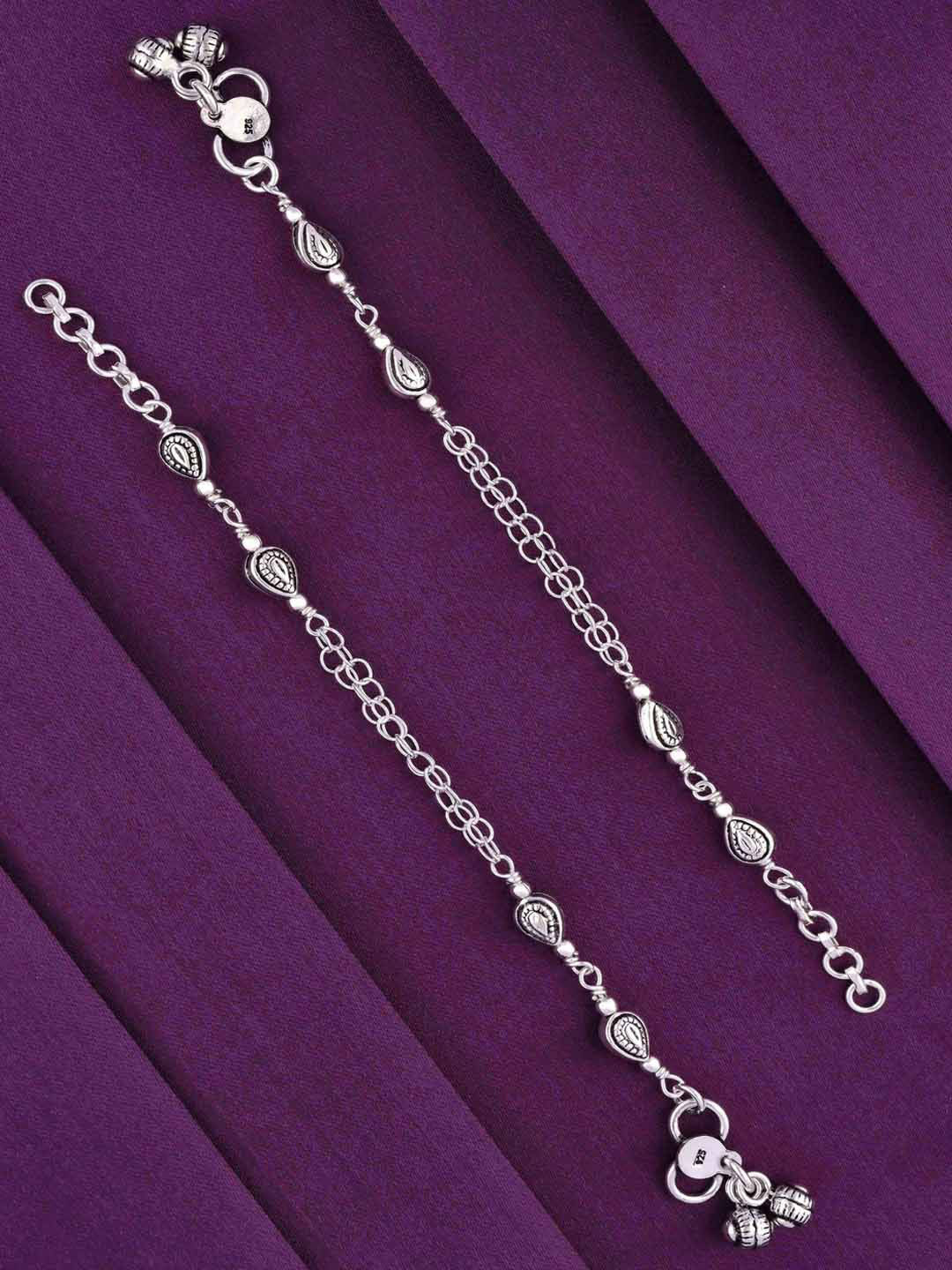KAI JEWEL Girls 925 Sterling Silver Rhodium-Plated Anklets