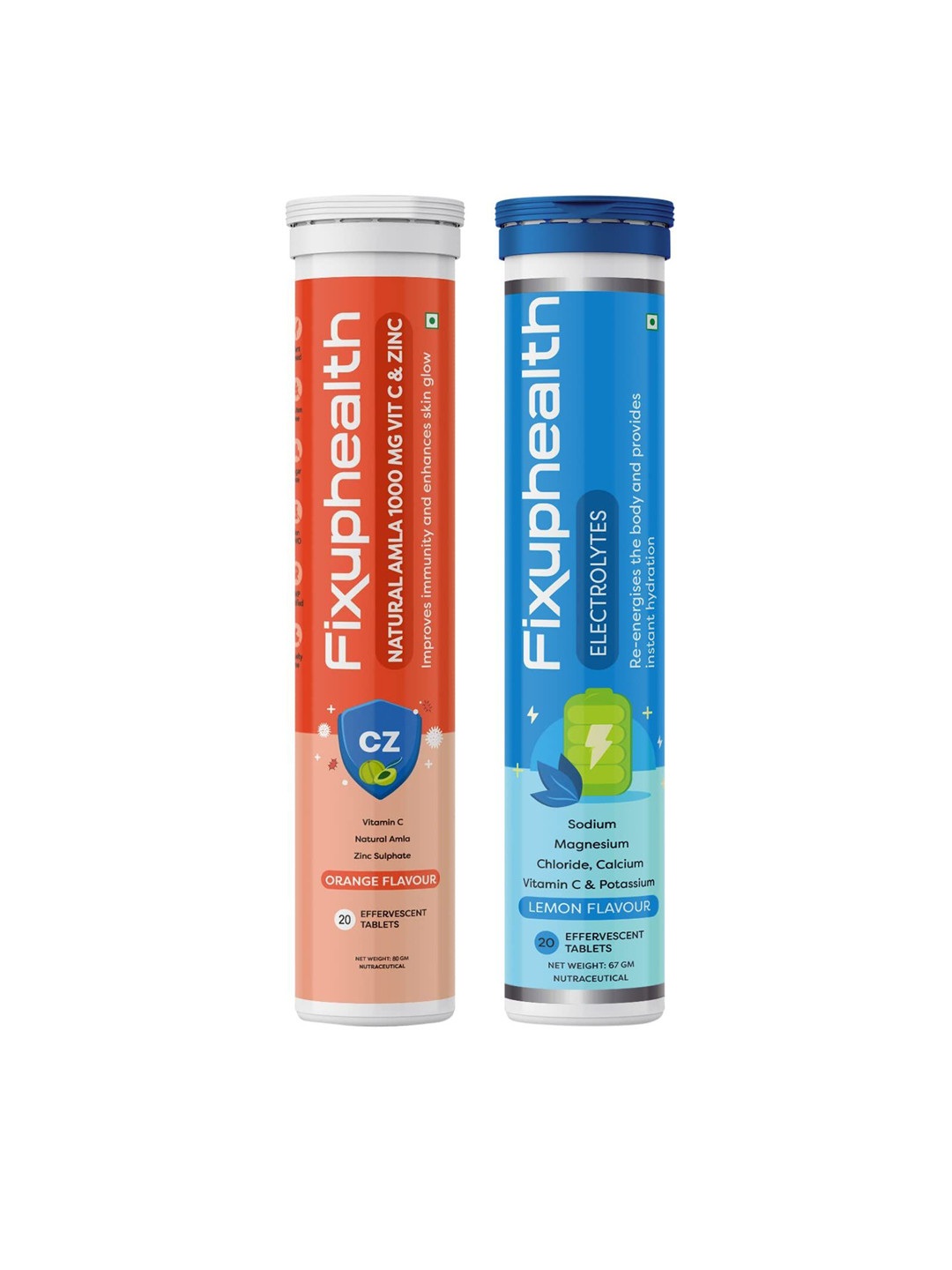 Fixuphealth Set Of 2 Amla 1000mg Vit C Effervescent &Immunity Booster Electrolyte Tablets