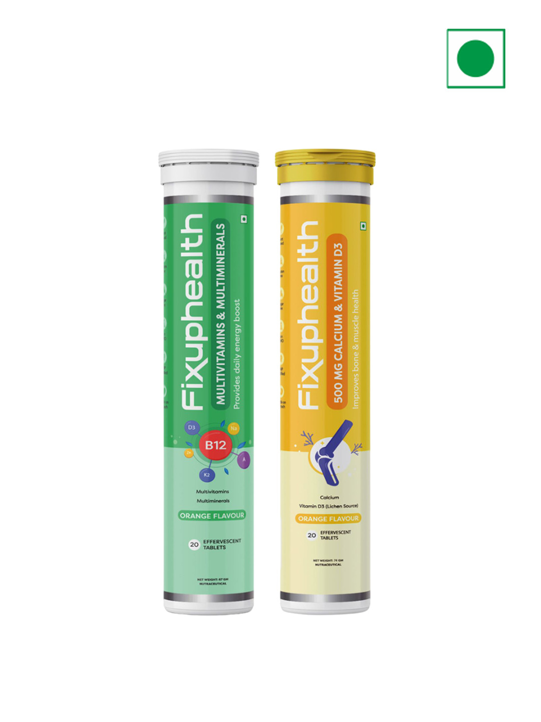 Fixuphealth Multivitamins Multimineral- 20 Tablet & Immunity Calcium 500mg Vit D3- 20 Tab