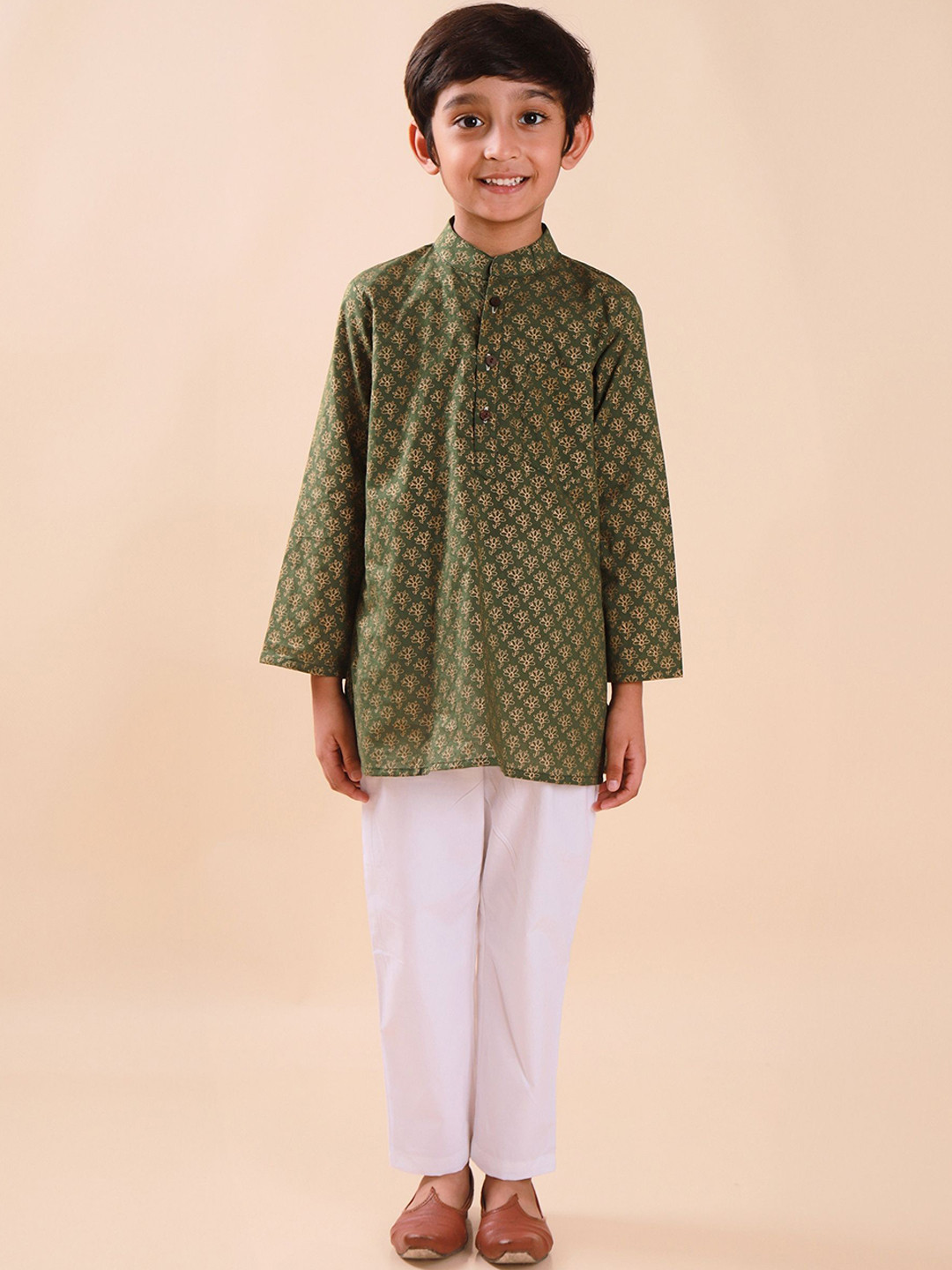 Sangria Boys Printed Pure Cotton Straight Kurta